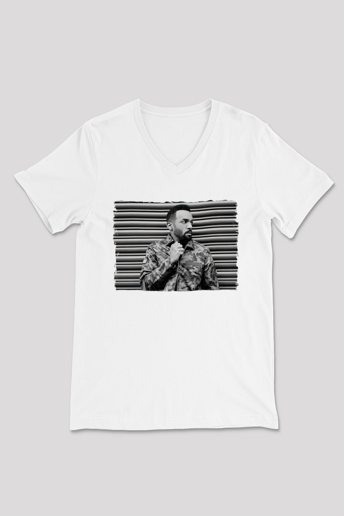 Craig David Beyaz Unisex V Yaka Tişört