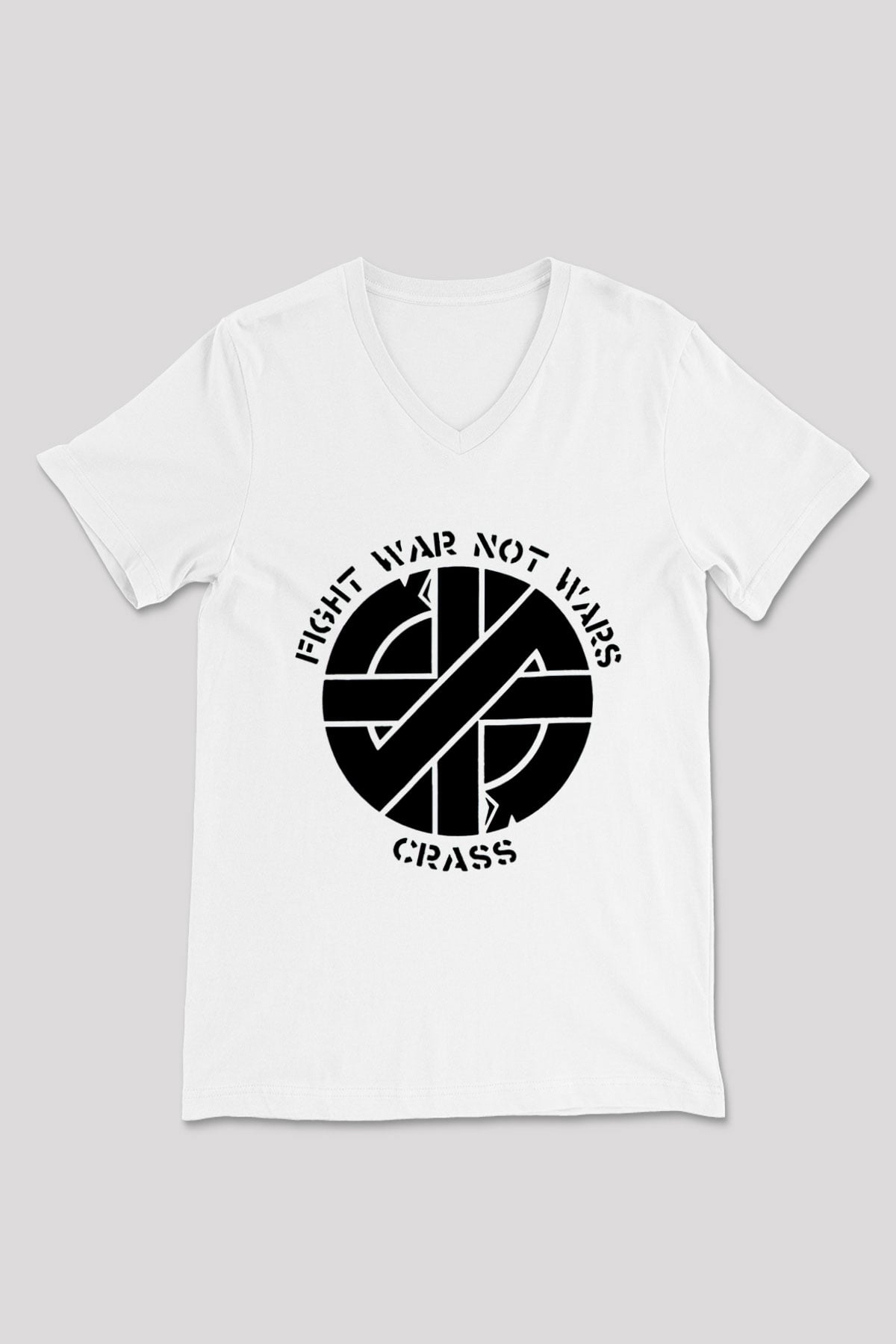 Crass Beyaz Unisex V Yaka Tişört T-Shirt
