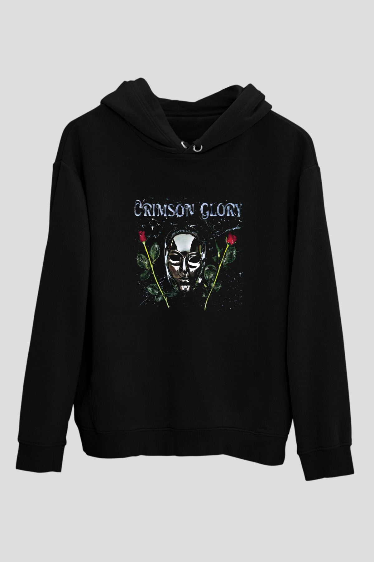 Crimson Glory Baskılı Unisex Siyah Hoodie