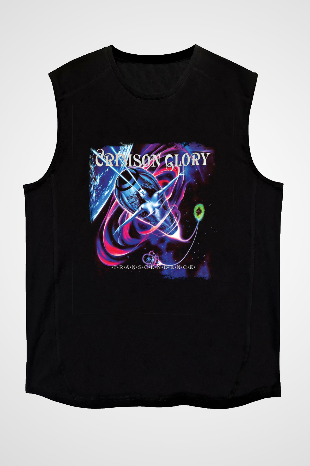 Crimson Glory Baskılı Unisex Siyah Kolsuz Tişört