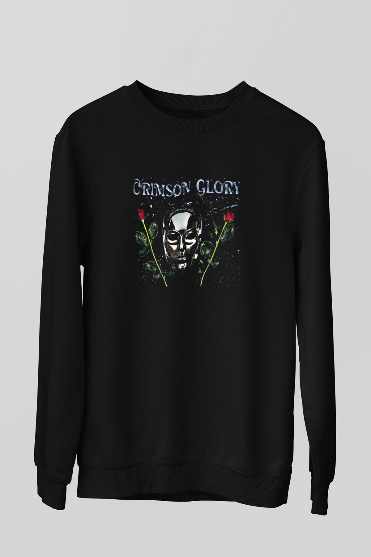 Crimson Glory Baskılı Unisex Siyah Sweatshirt