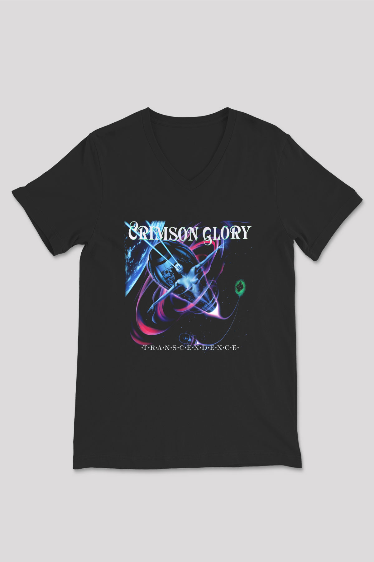 Crimson Glory Siyah Unisex V Yaka Tişört T-Shirt