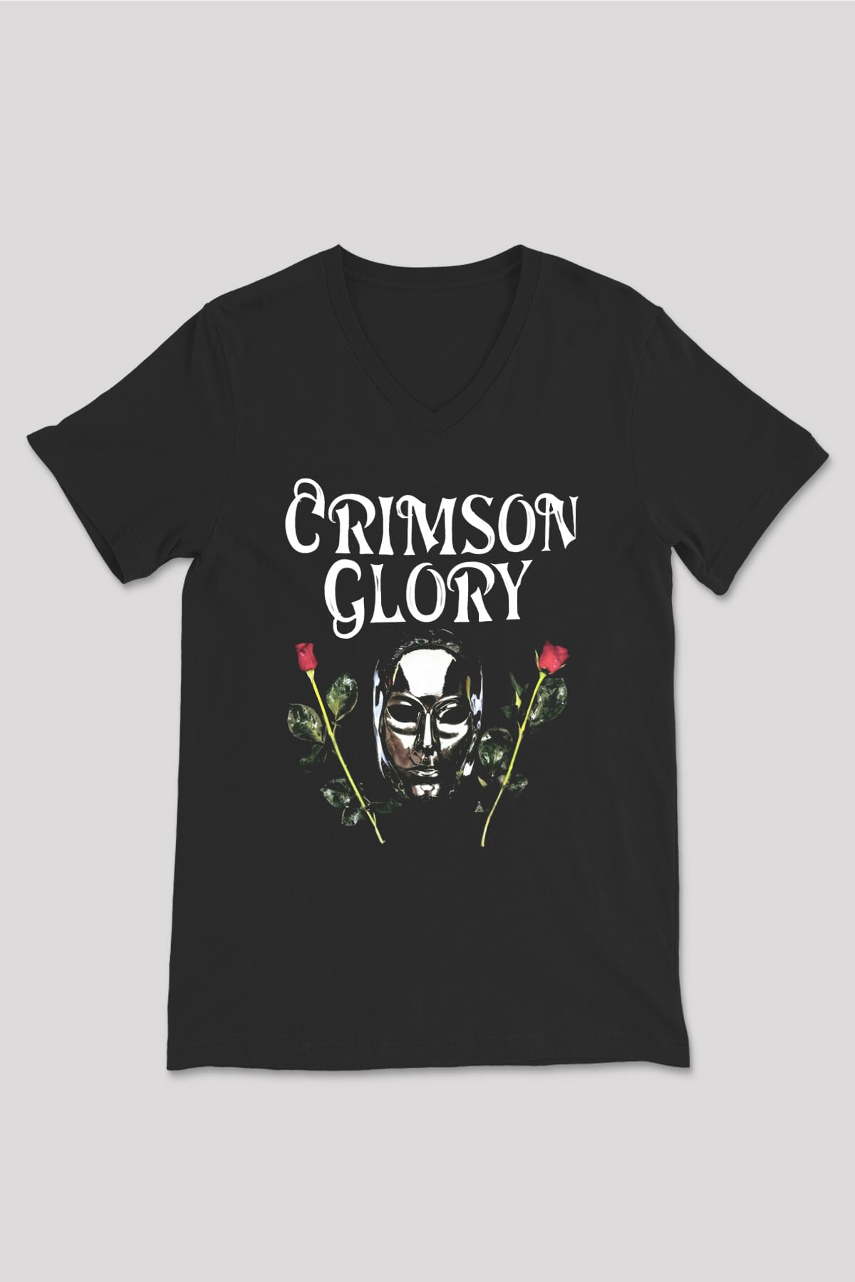 Crimson Glory Siyah Unisex V Yaka Tişört