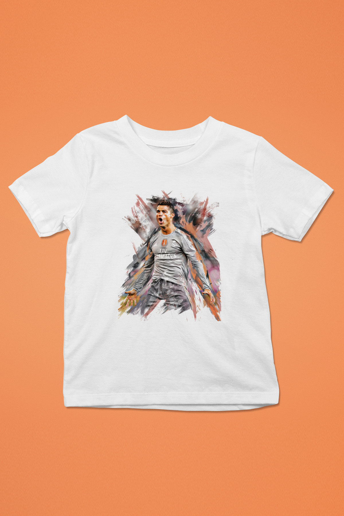 Cristiano Ronaldo Baskılı Beyaz Unisex Çocuk Tişört