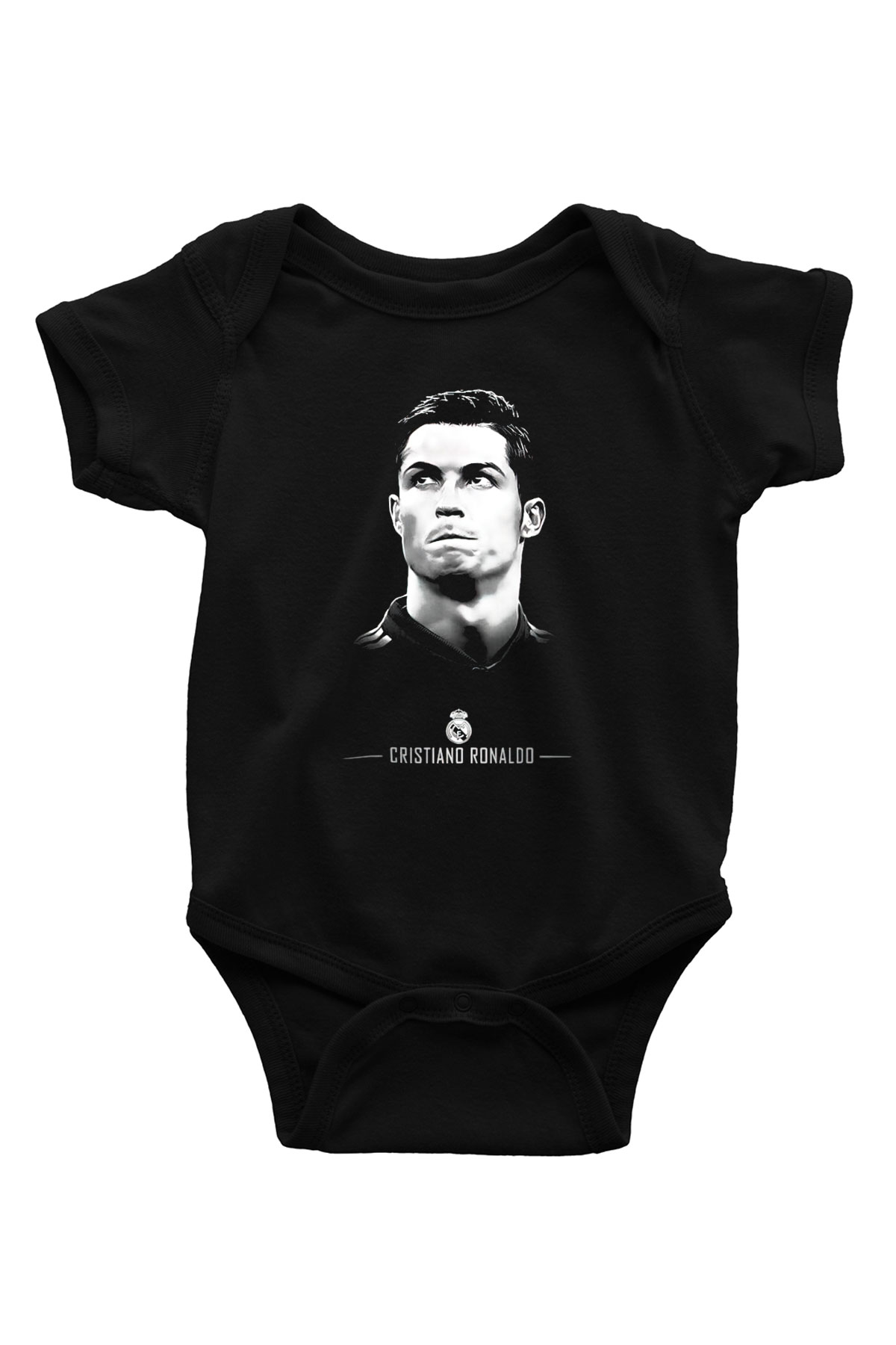 Cristiano Ronaldo Baskılı Siyah Bebek Body - Zıbın