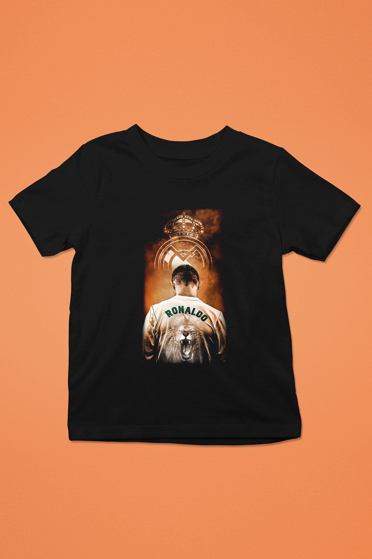 Cristiano Ronaldo Baskılı Siyah Unisex Çocuk Tişört