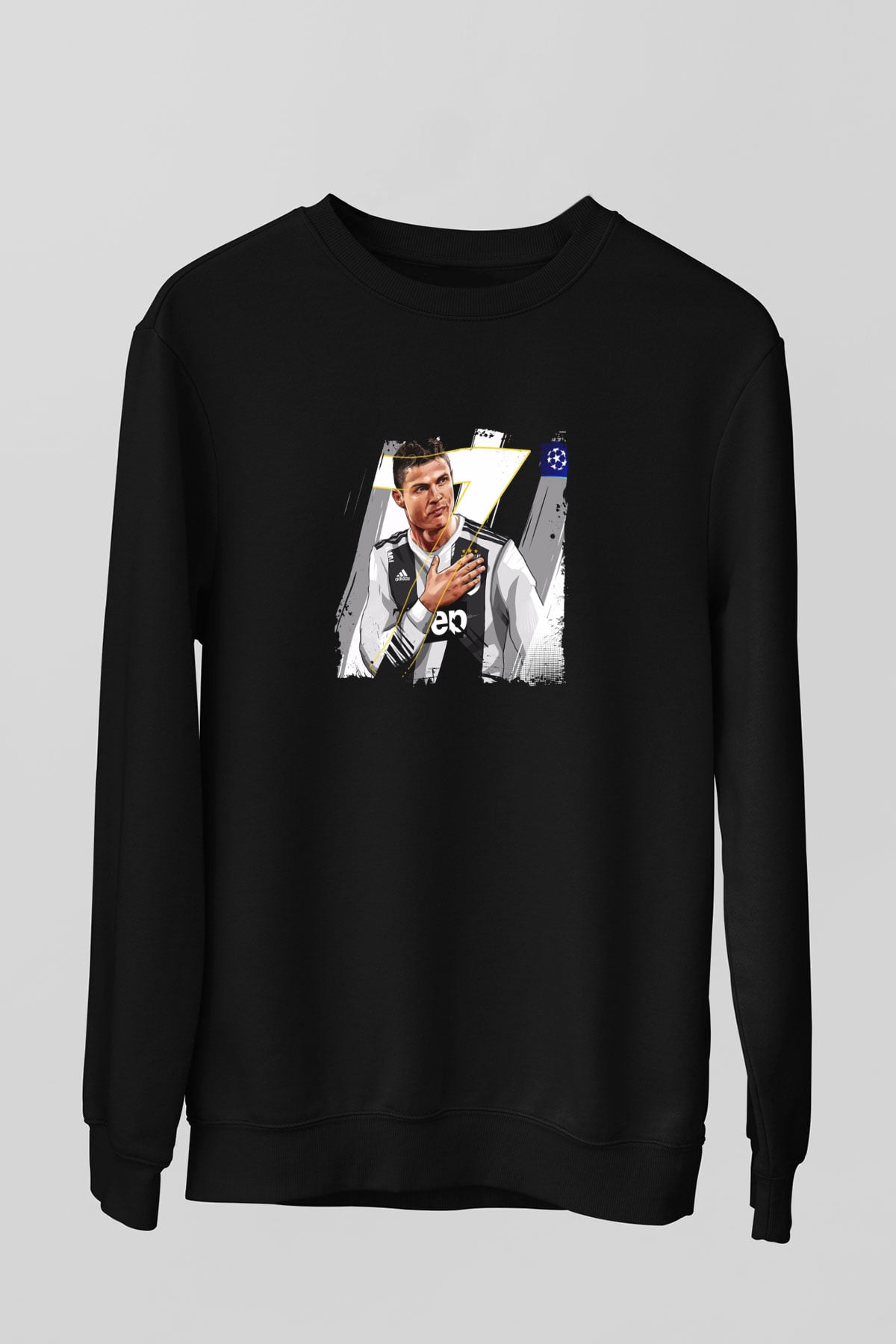 Cristiano Ronaldo Baskılı Unisex Siyah Sweatshirt