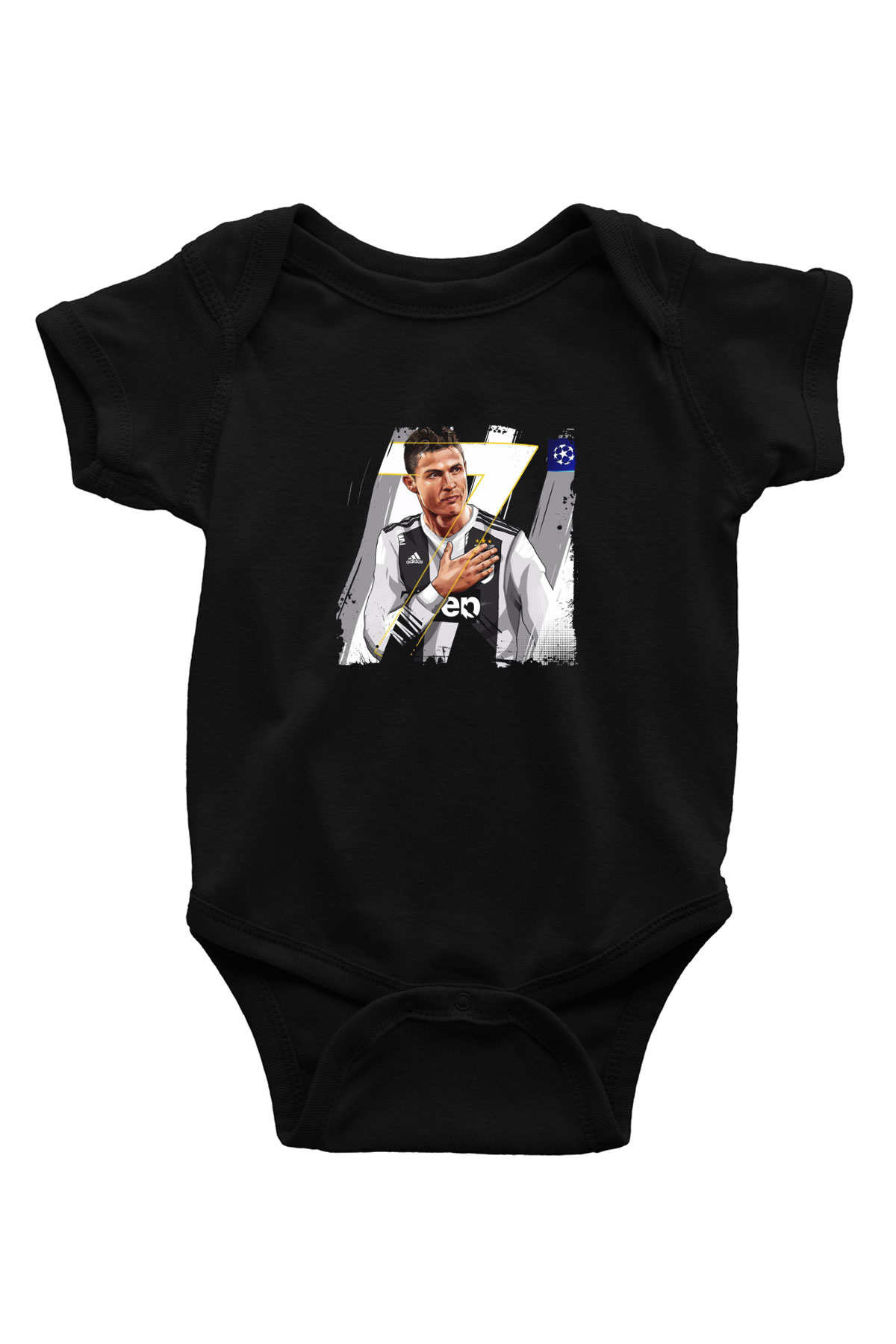 Cristiano Ronaldo Baskılı Unisex Siyah Bebek Body - Zıbın