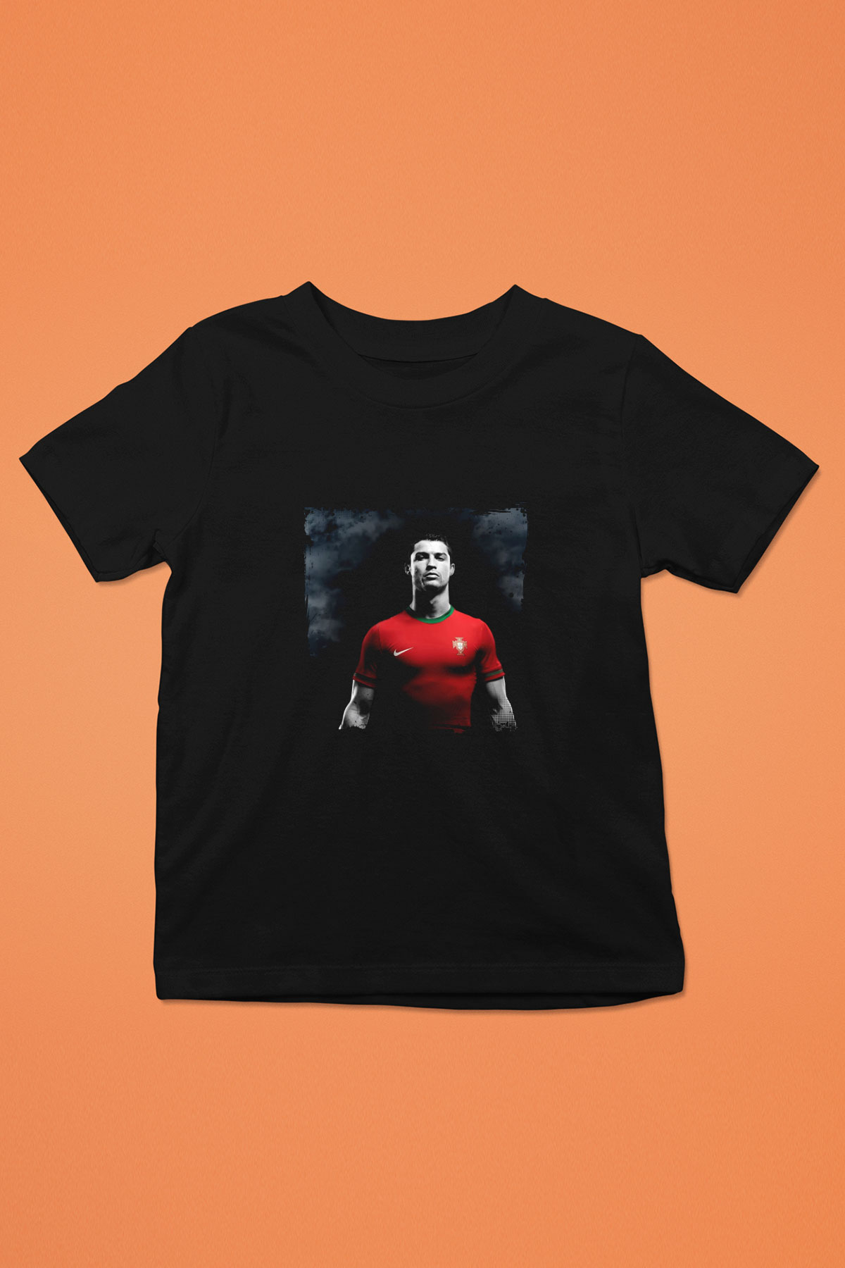 Cristiano Ronaldo Baskılı Unisex Siyah Çocuk Tişört
