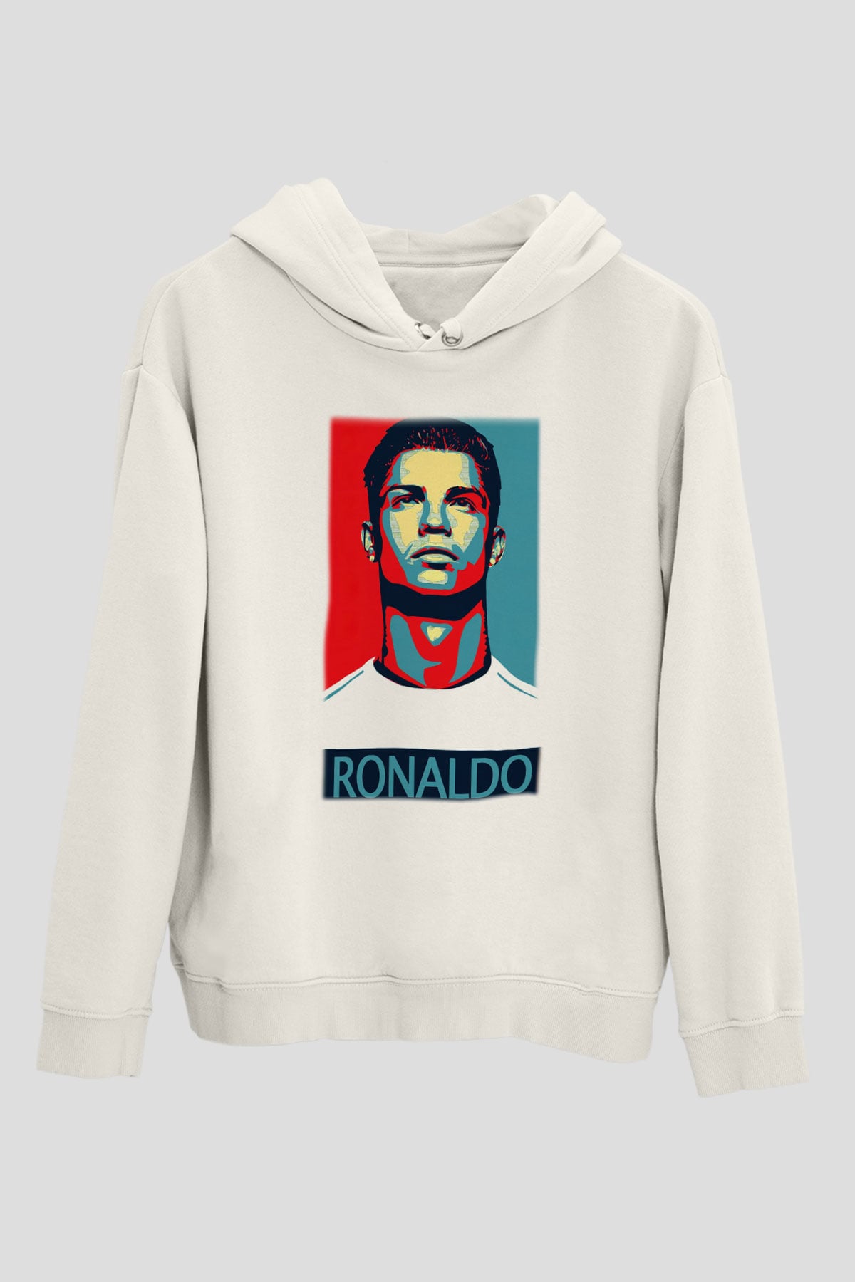 Cristiano Ronaldo Beyaz Unisex Kapşonlu Sweatshirt