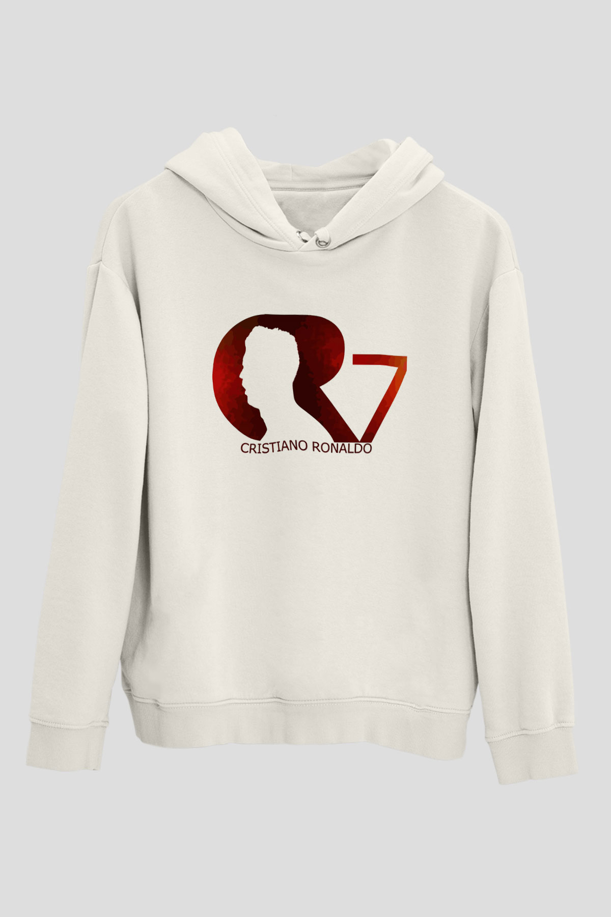 Cristiano Ronaldo Beyaz Unisex Kapşonlu Sweatshirt