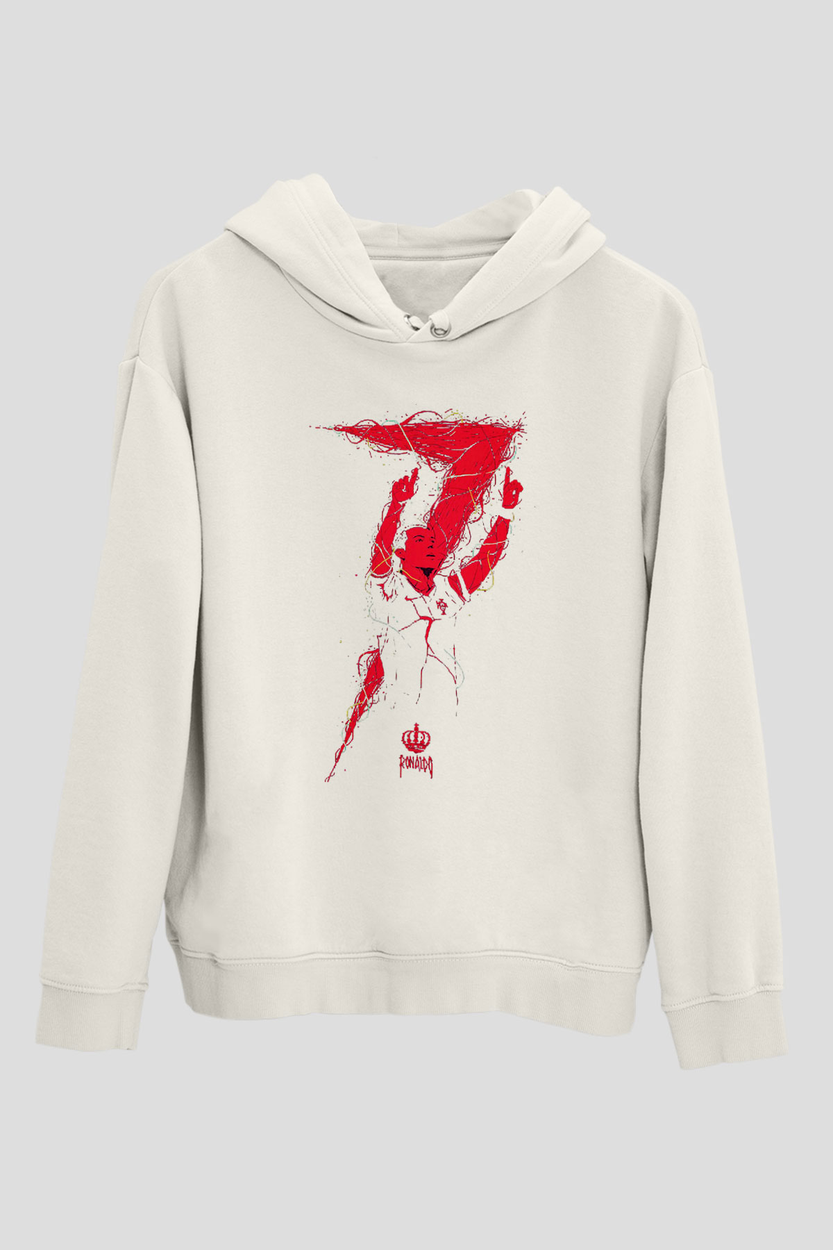 Cristiano Ronaldo Beyaz Unisex Kapşonlu Sweatshirt