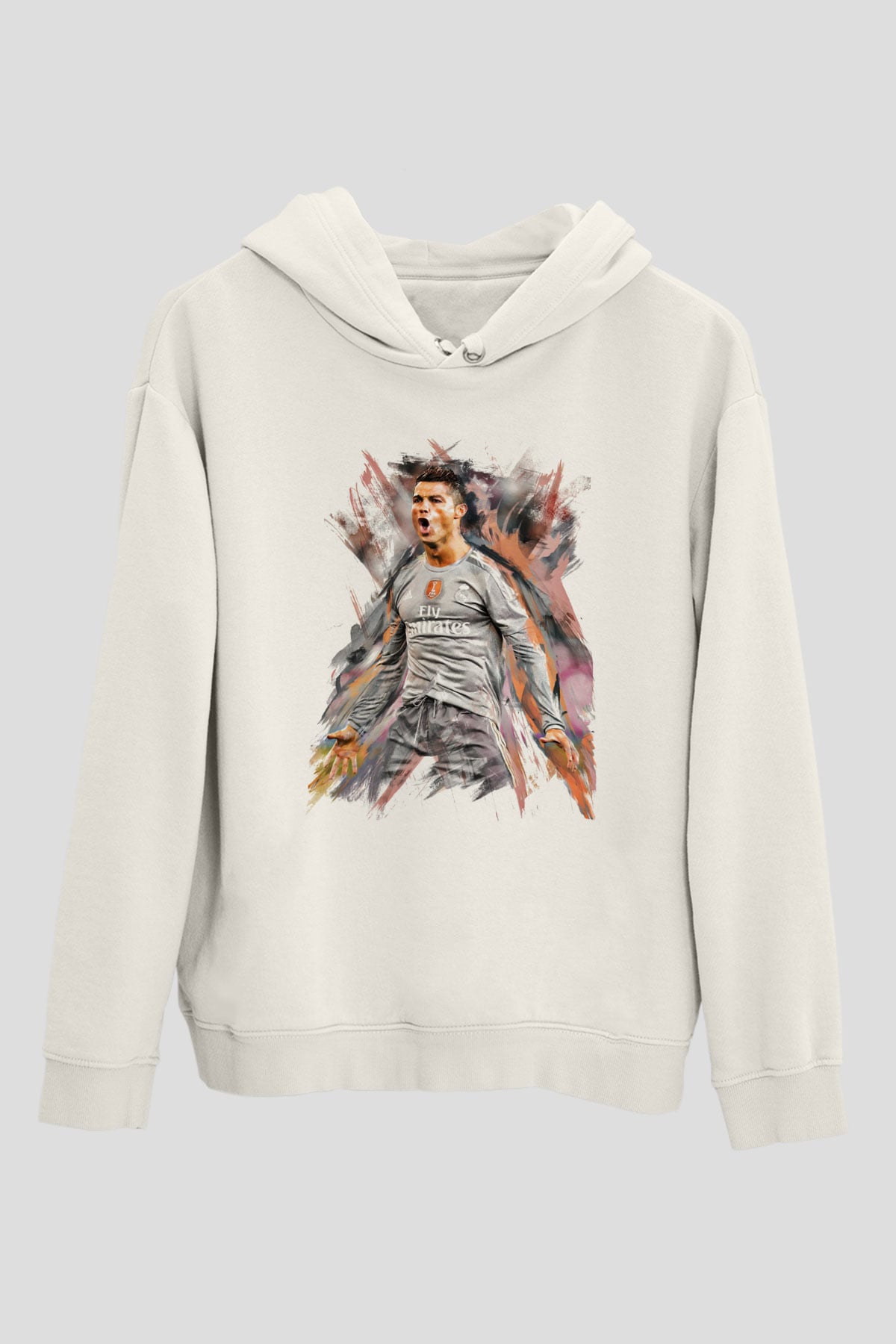 Cristiano Ronaldo Beyaz Unisex Kapşonlu Sweatshirt