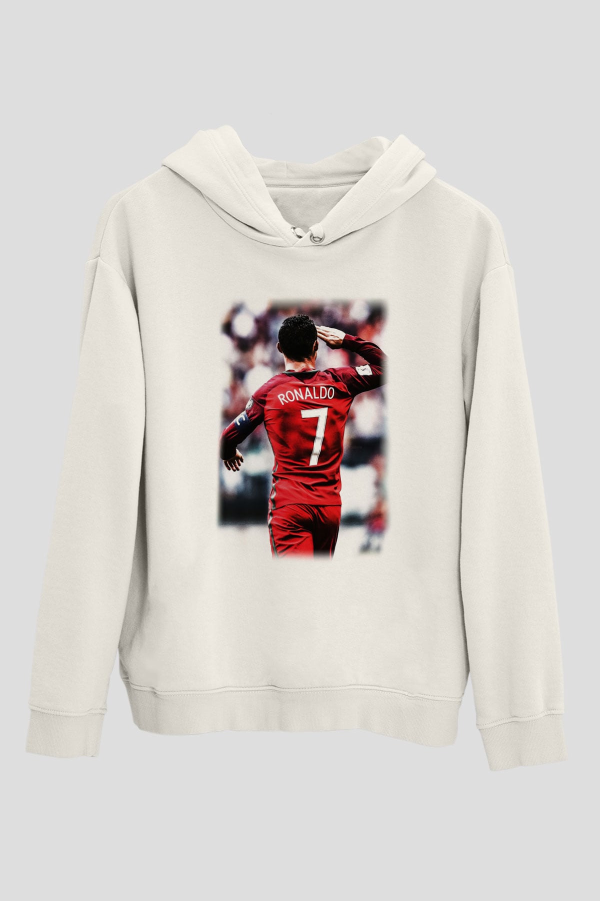 Cristiano Ronaldo Beyaz Unisex Kapşonlu Sweatshirt