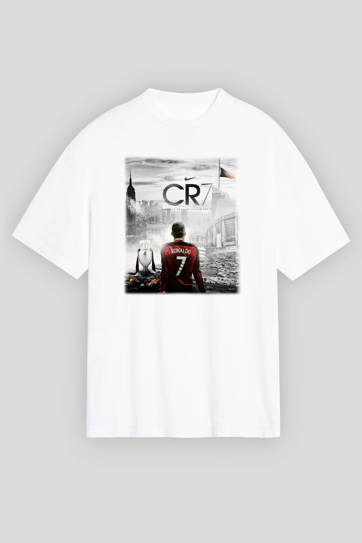 Cristiano Ronaldo Beyaz Unisex Oversize Tişört T-Shirt