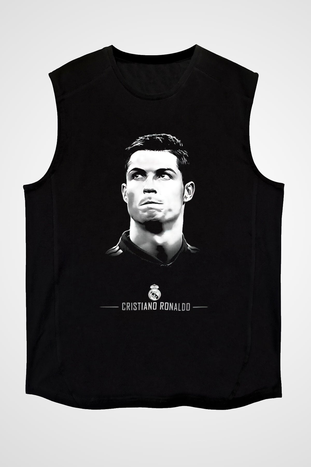 Cristiano Ronaldo Siyah Unisex Kolsuz Tişört