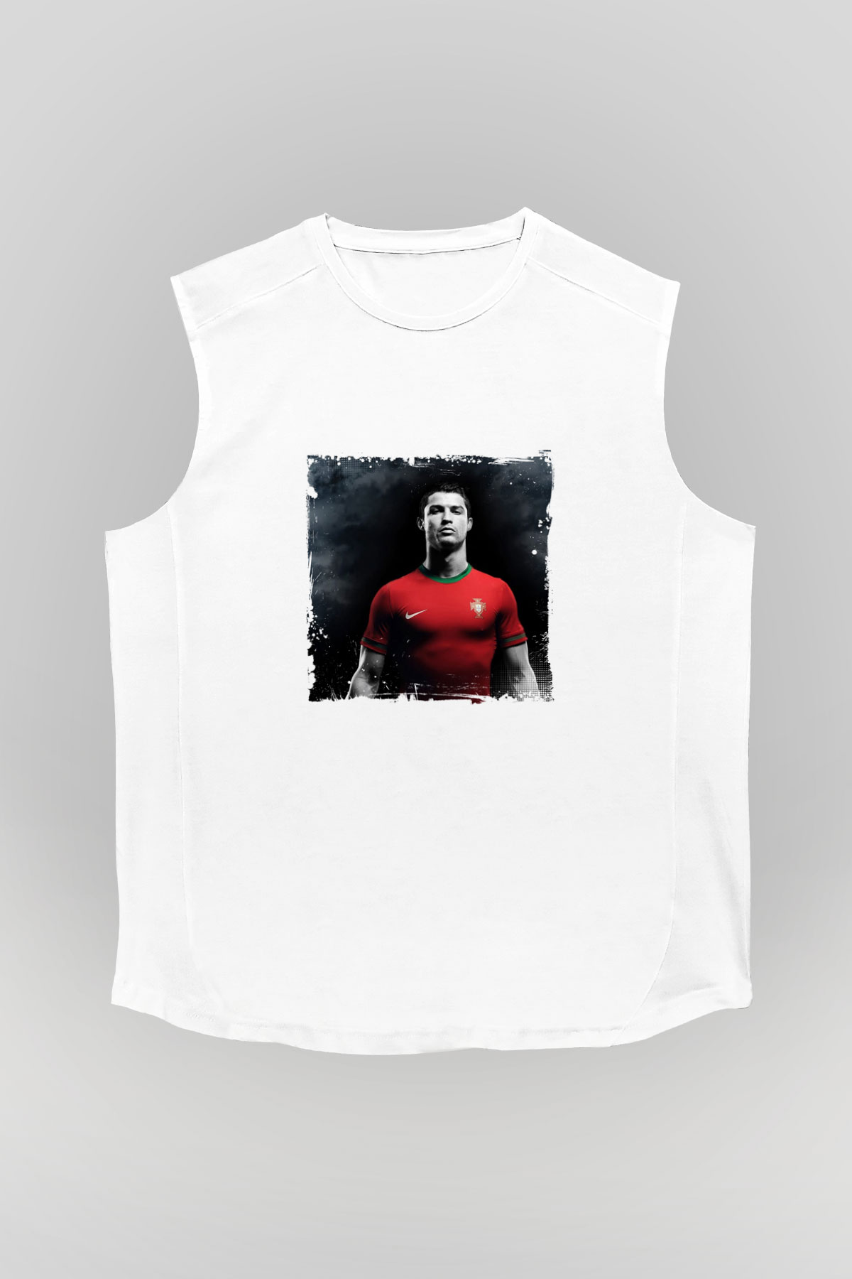 Cristiano Ronaldo Unisex Baskılı Beyaz Kolsuz Tişört