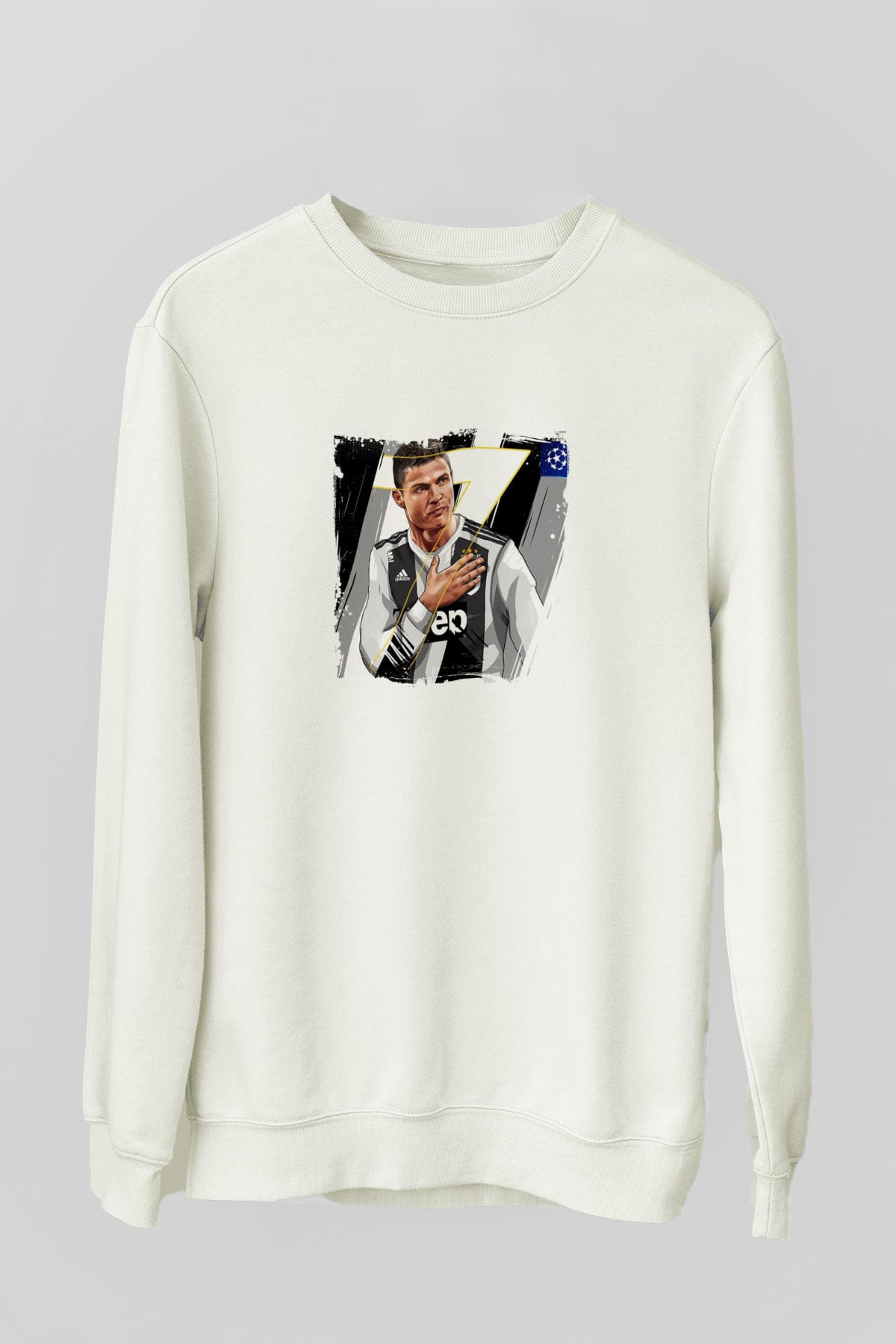 Cristiano Ronaldo Unisex Baskılı Beyaz Sweatshirt