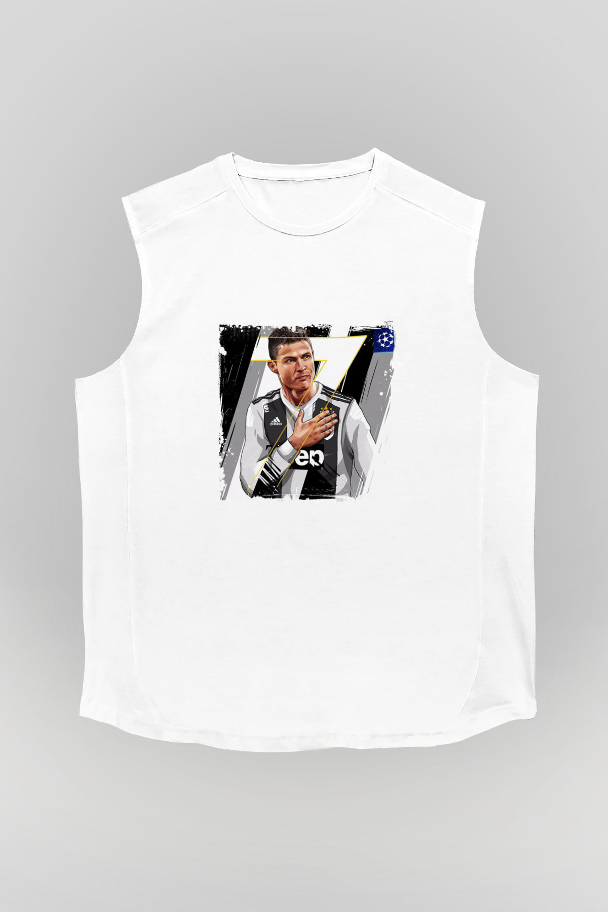 Cristiano Ronaldo Unisex Baskılı Beyaz Kolsuz Tişört