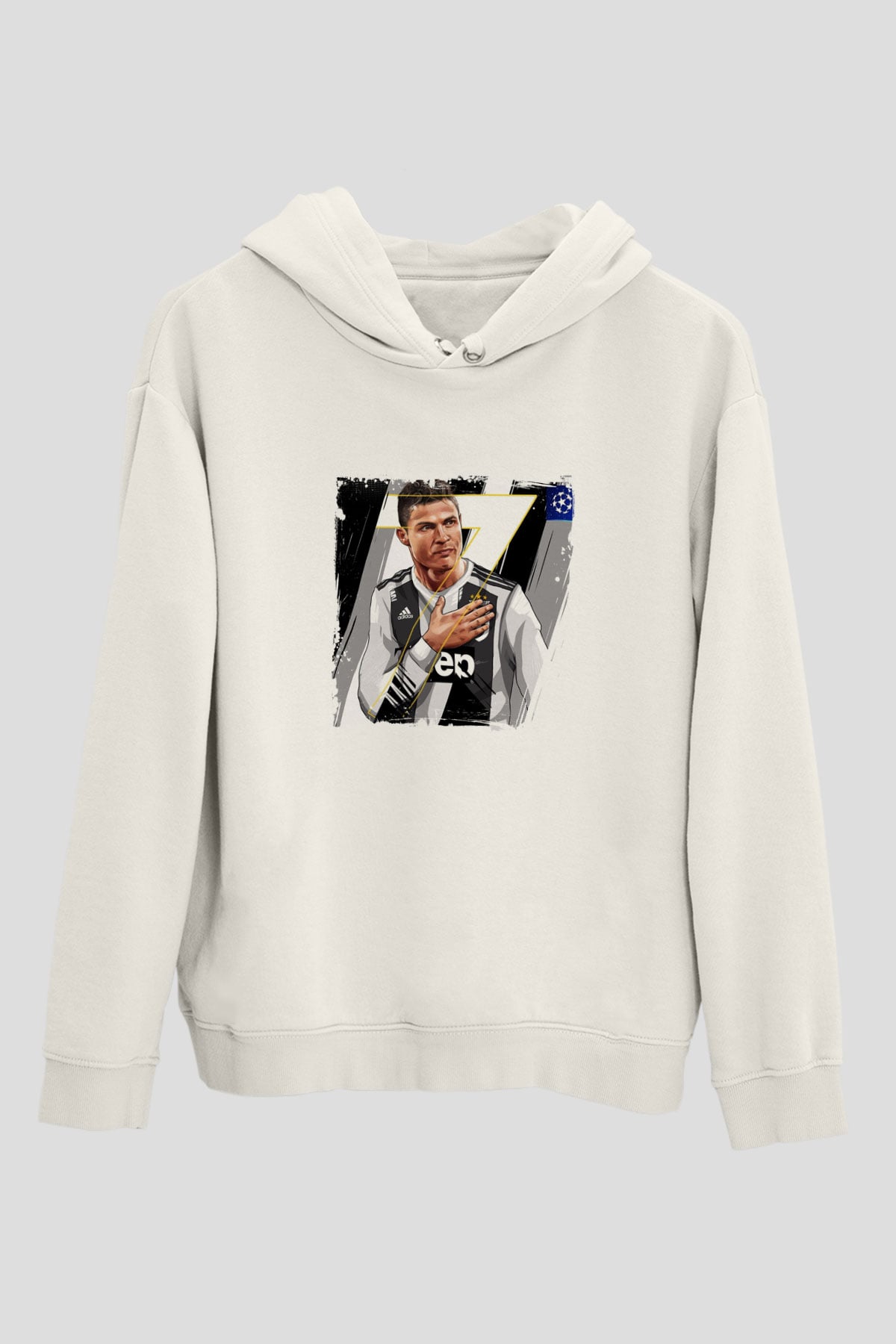 Cristiano Ronaldo Unisex Baskılı Beyaz Kapüşonlu Sweatshirt