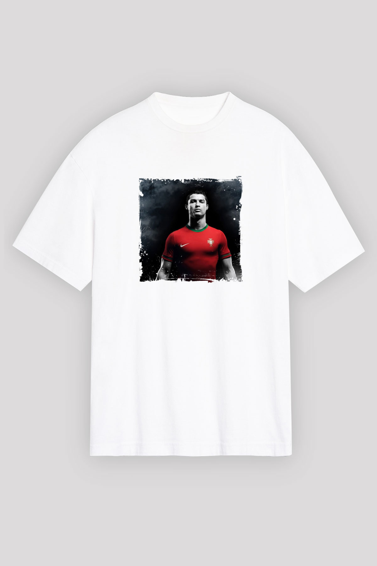 Cristiano Ronaldo Unisex Baskılı Beyaz Tişört