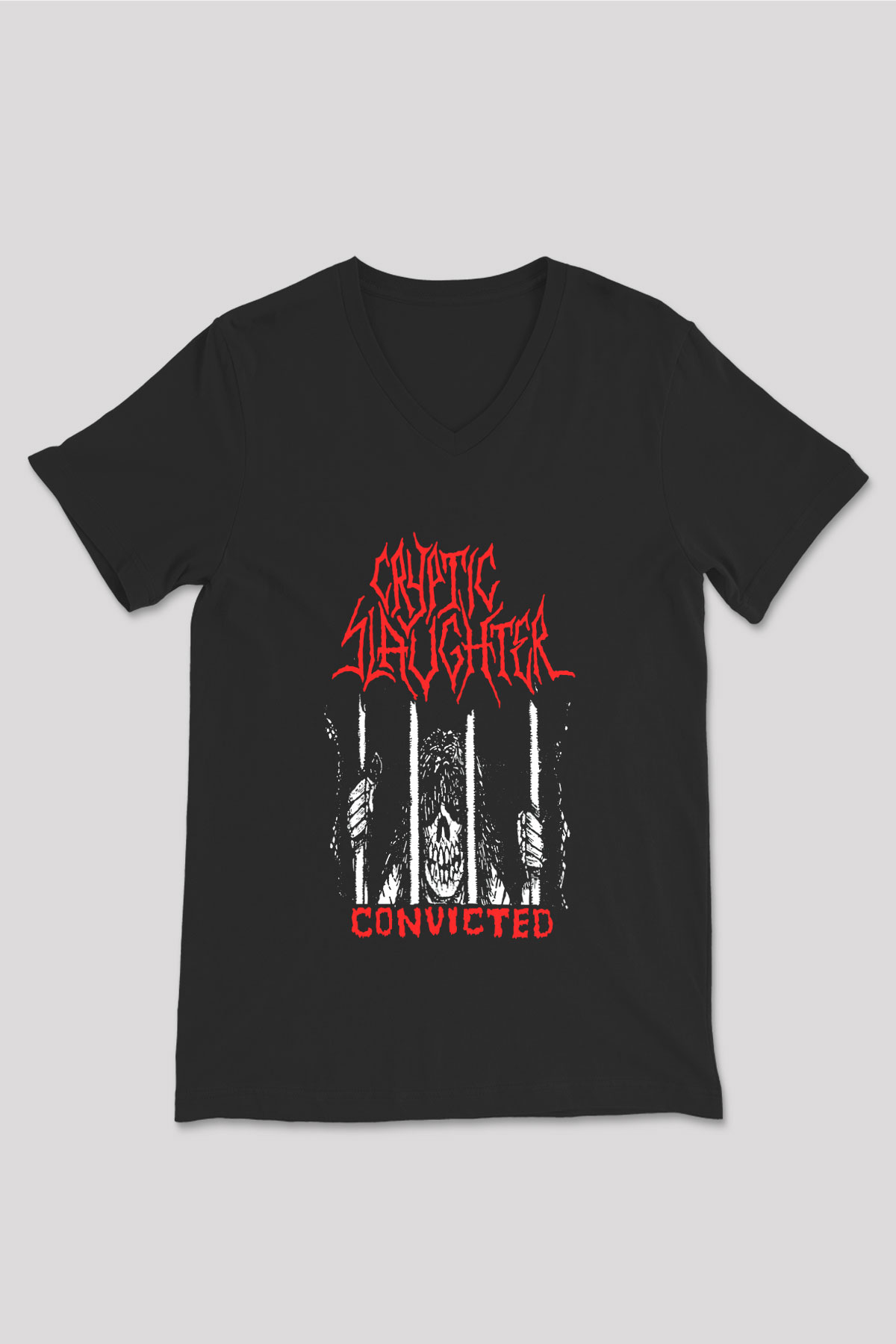 Cryptic Slaughter Siyah Unisex V Yaka Tişört