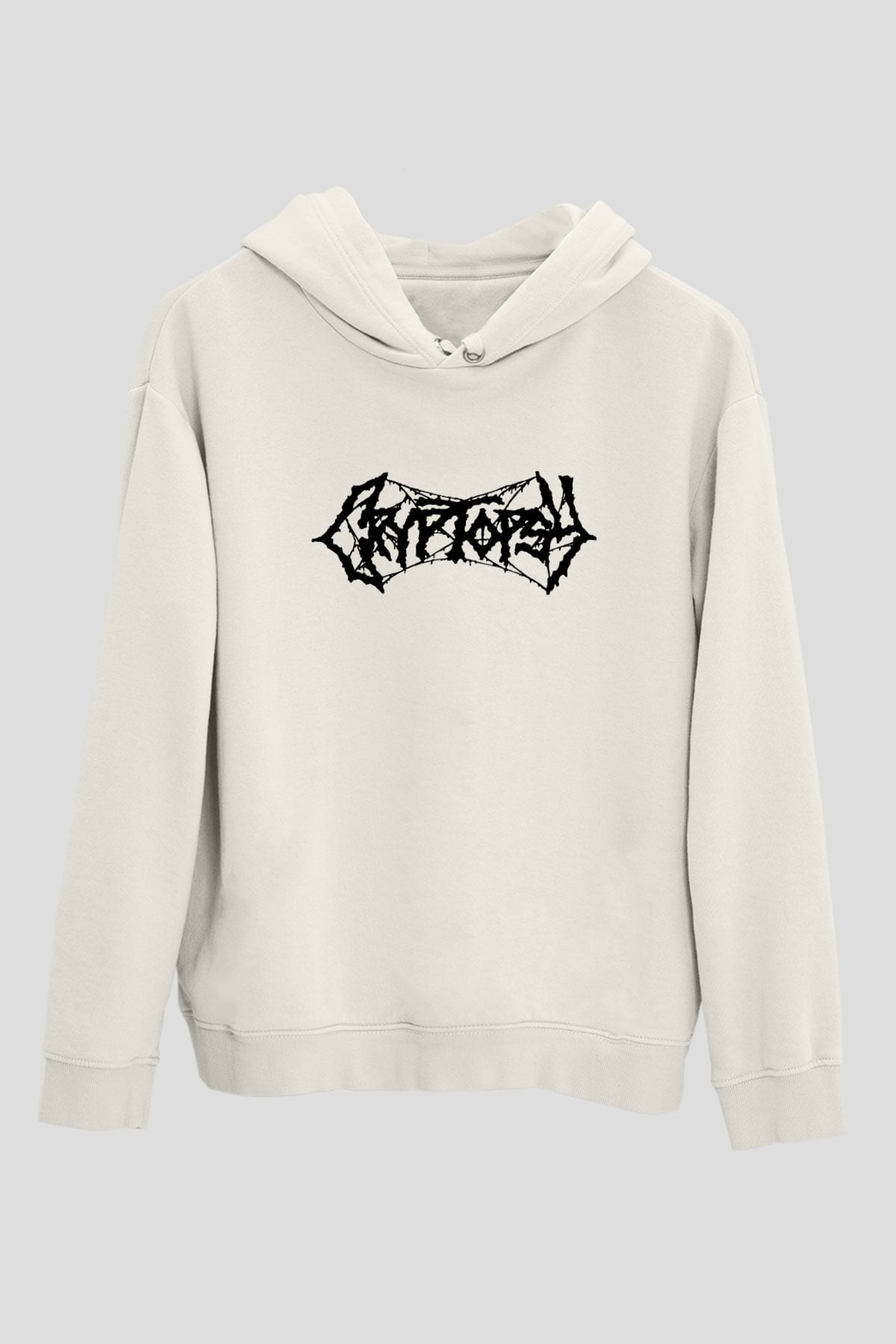 Cryptopsy Baskılı Beyaz Unisex Kapüşonlu Sweatshirt