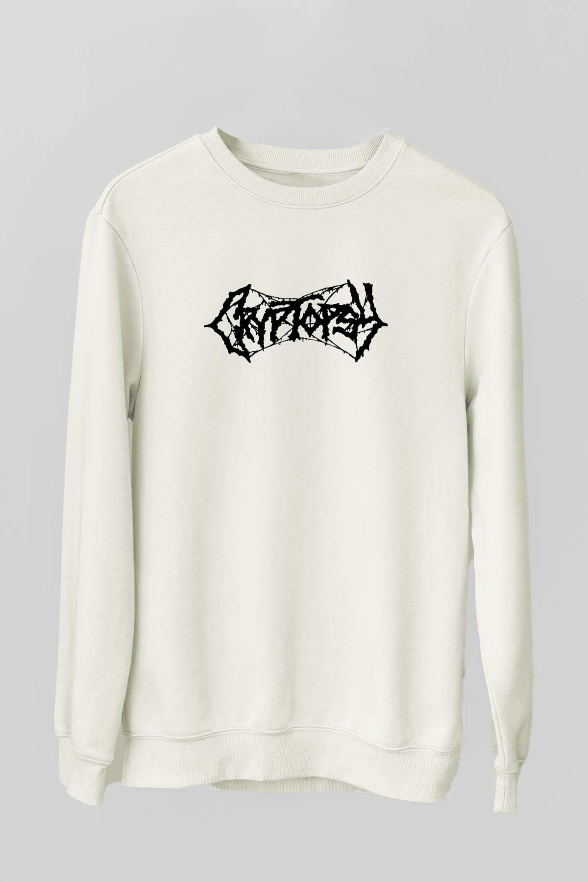 Cryptopsy Baskılı Beyaz Unisex Sweatshirt