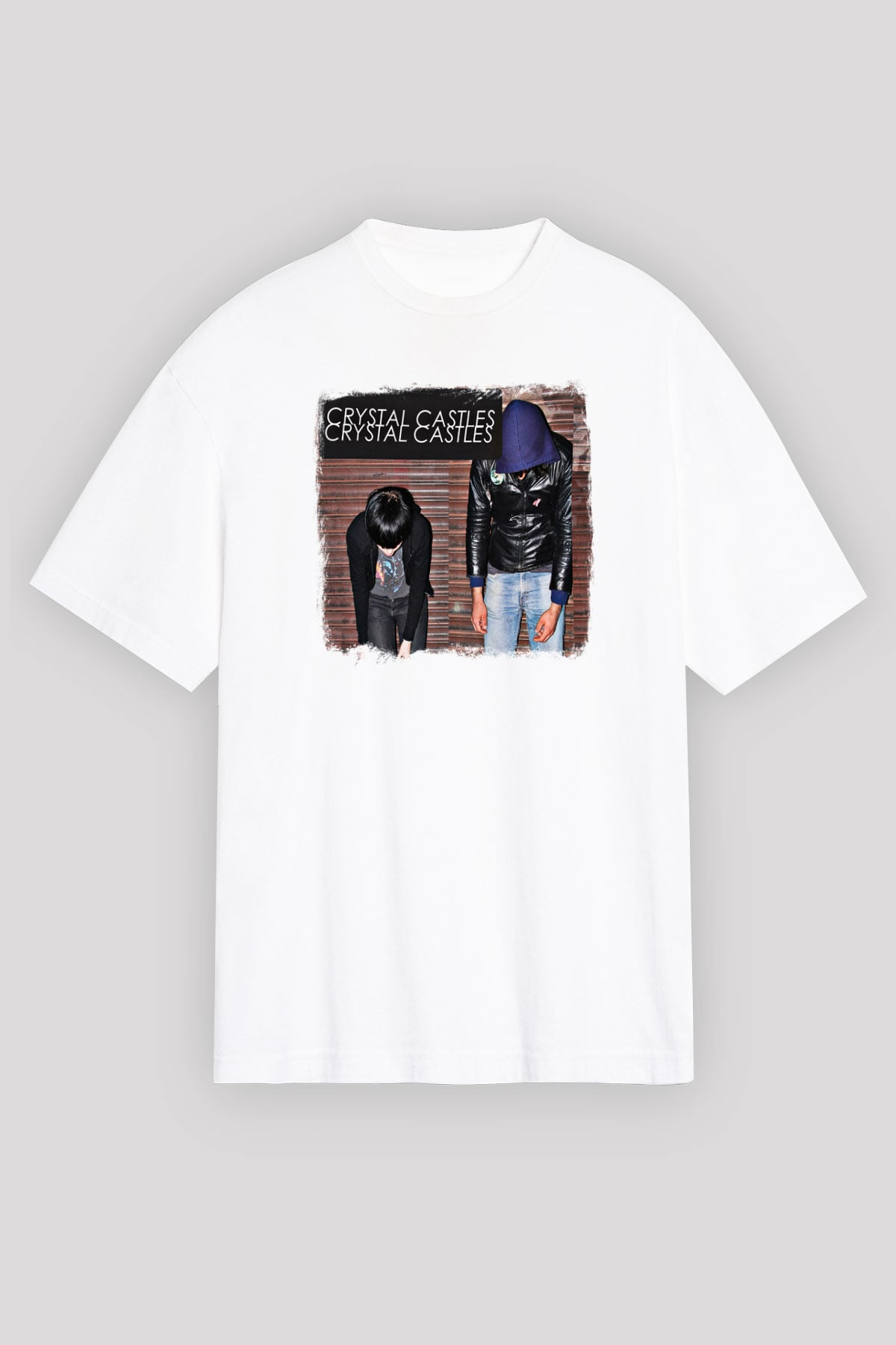 Crystal Castles Baskılı Unisex Beyaz Oversize Tişört