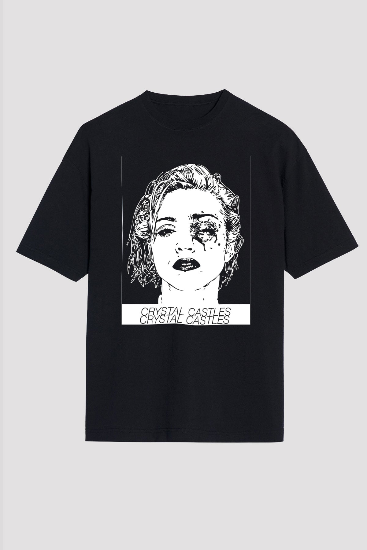 Crystal Castles Siyah Unisex Oversize Tişört T-Shirt