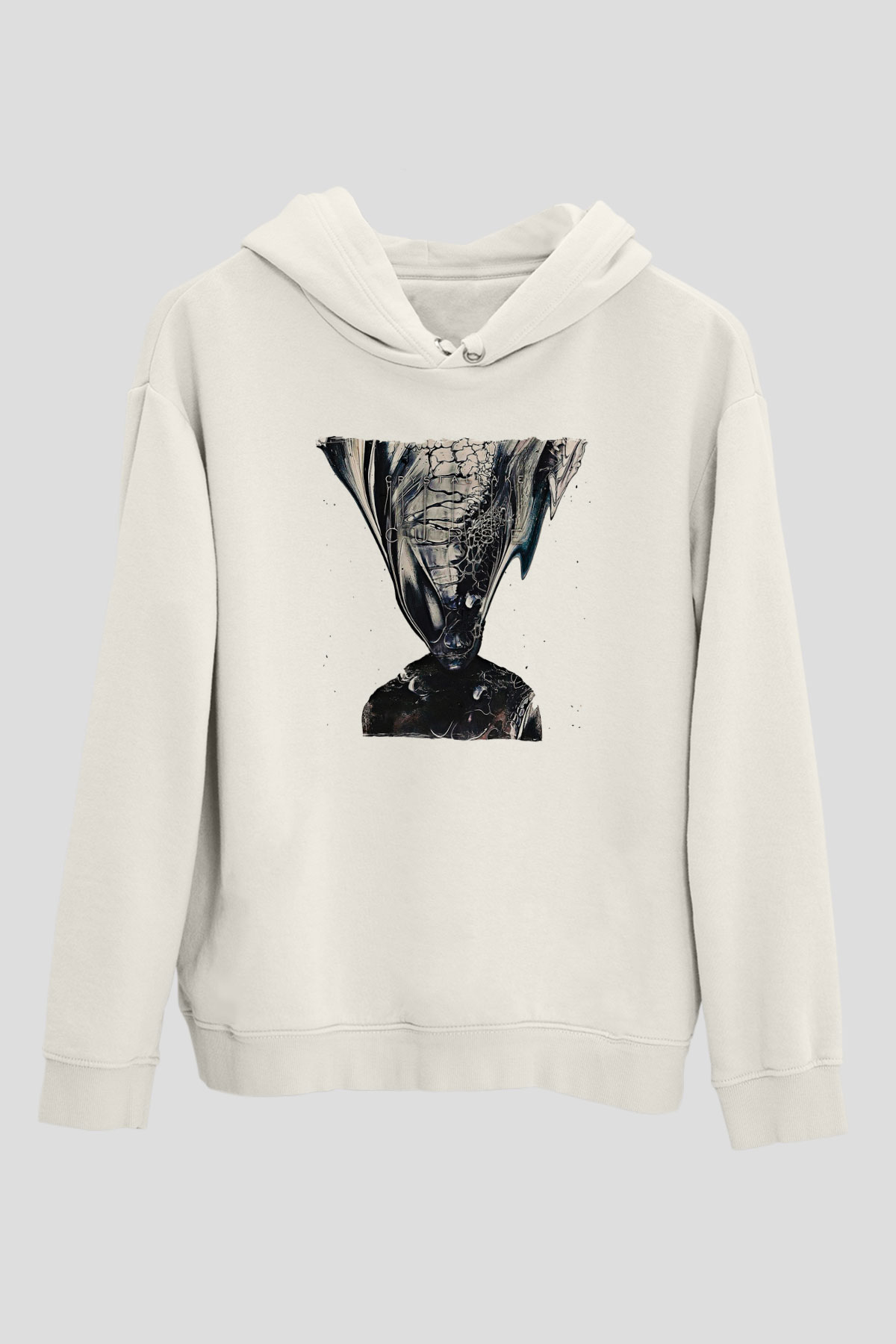 Crystal Lake Baskılı Beyaz Unisex Kapüşonlu Sweatshirt
