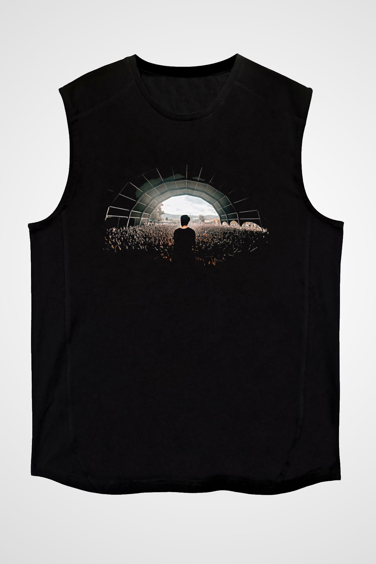 Crystal Lake Baskılı Unisex Siyah Kolsuz Tişört - Tshirt