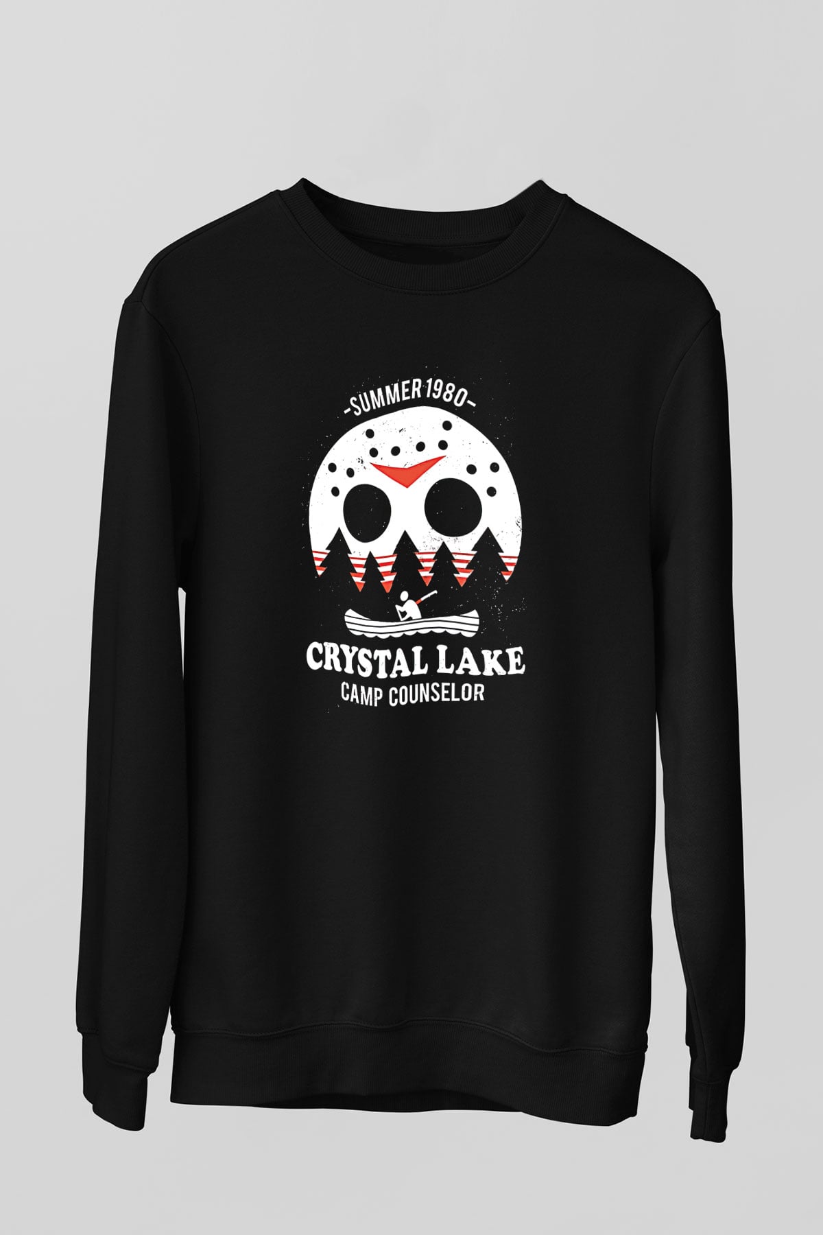 Crystal Lake Baskılı Unisex Siyah Sweatshirt