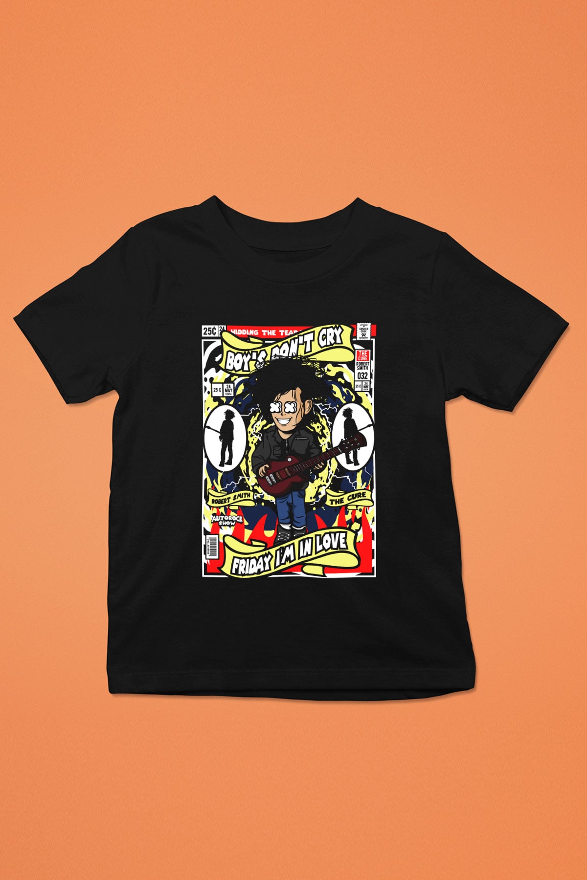 Cure Baskılı Unisex Siyah Çocuk Tişört