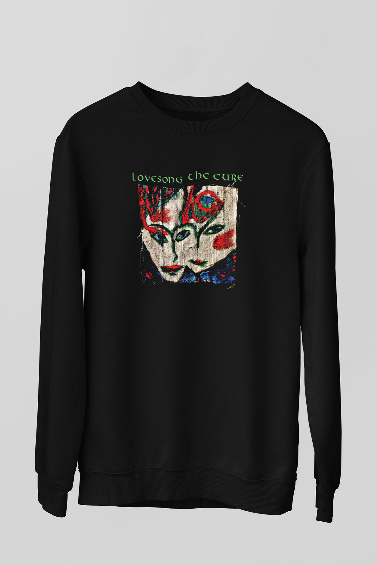Cure Baskılı Unisex Siyah Sweatshirt