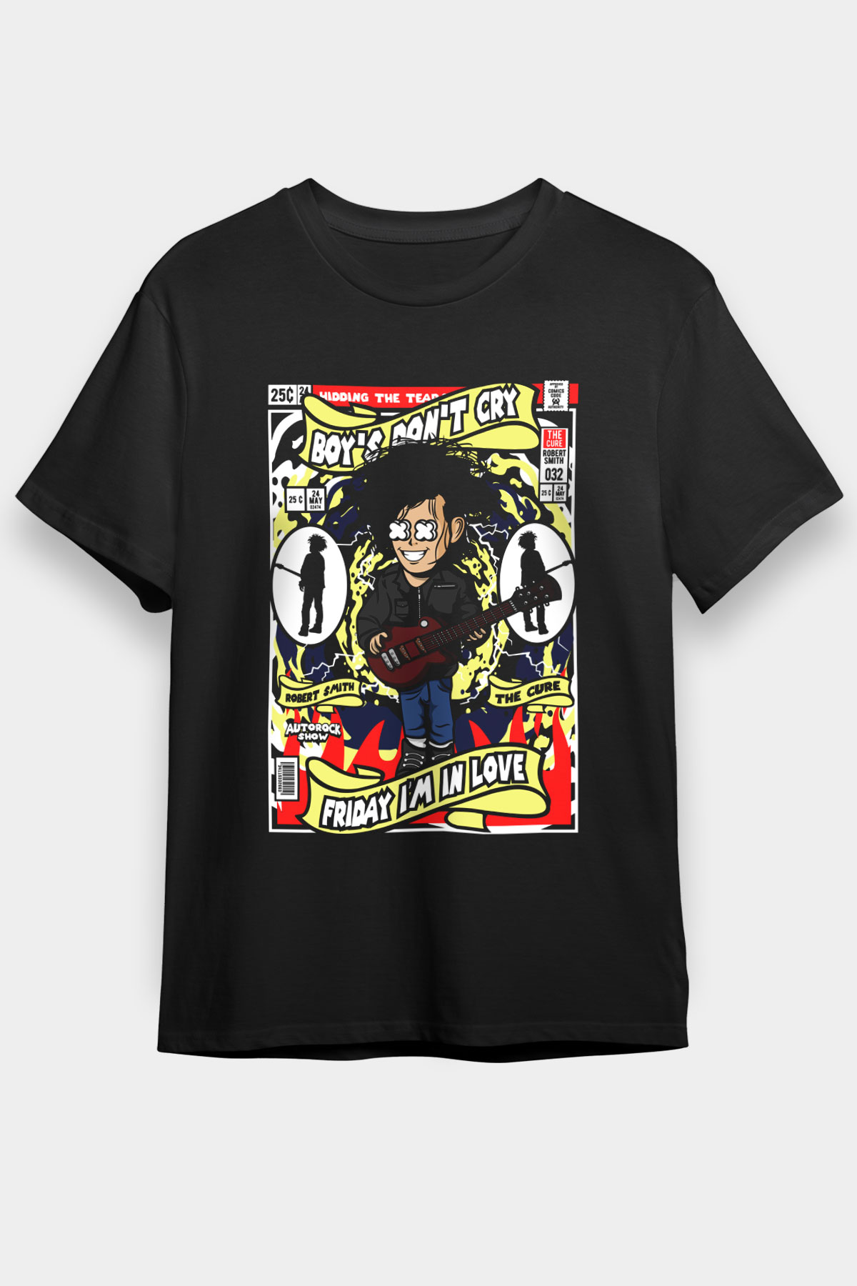 Cure Baskılı Unisex Siyah Tişört