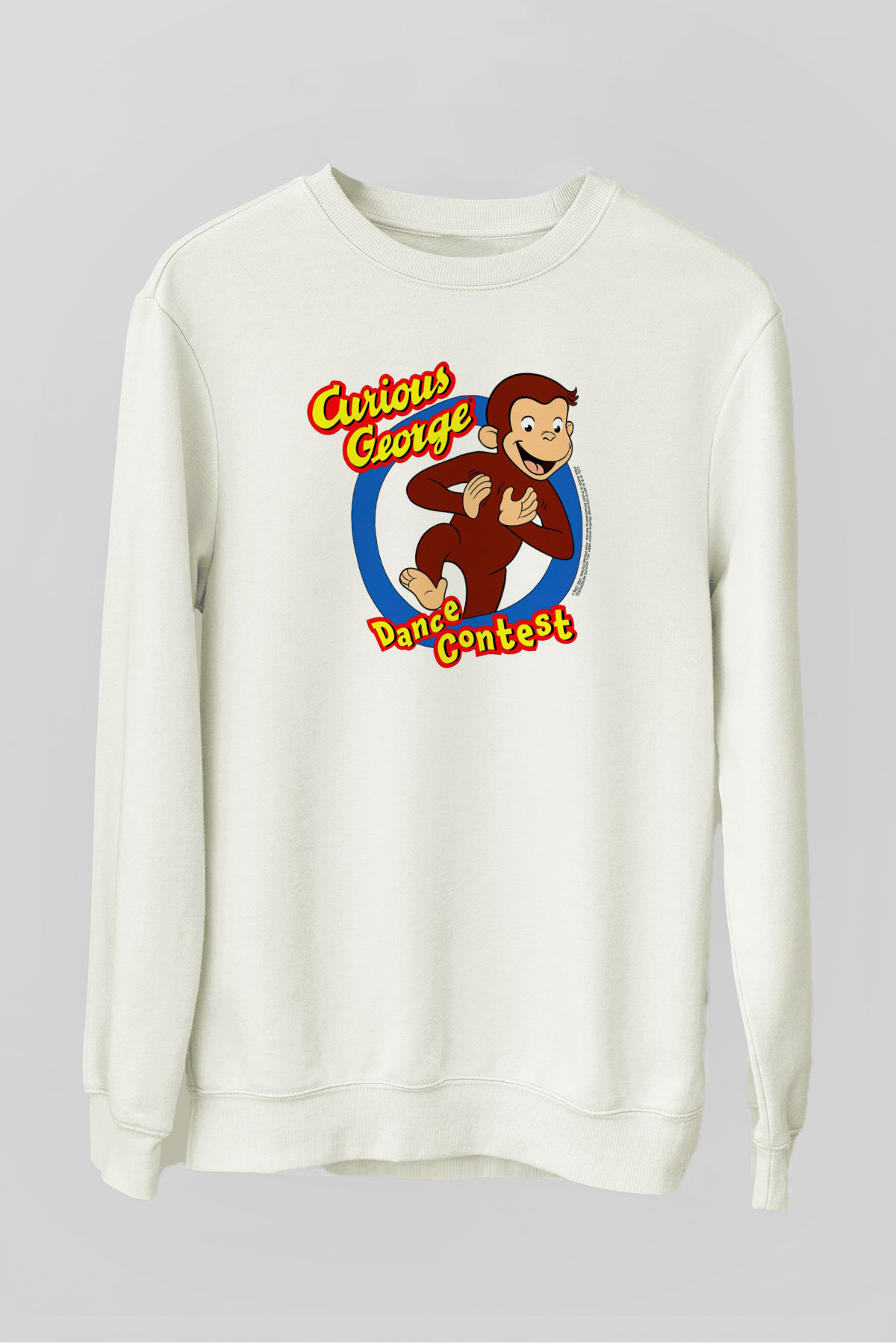 Curious George Beyaz Unisex Sweatshirt