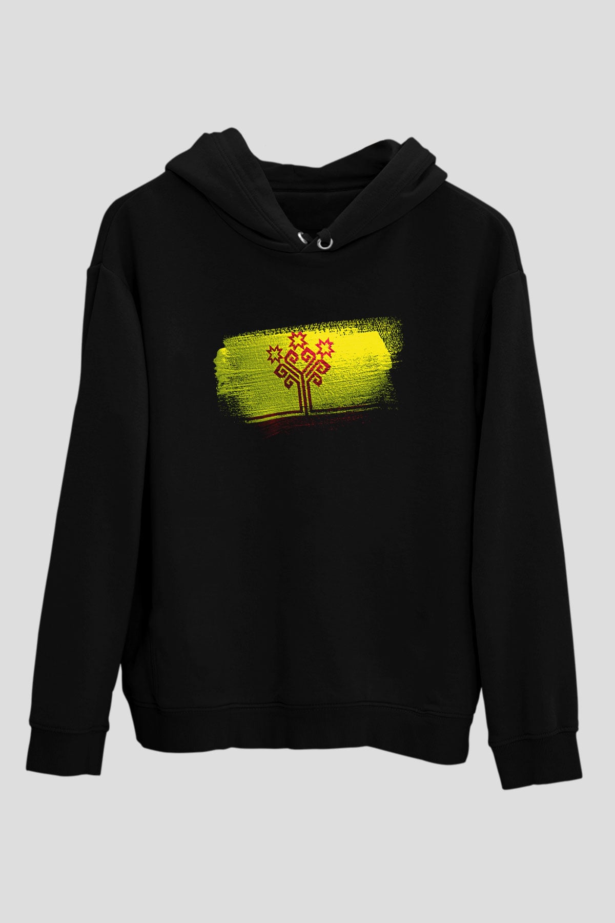 Çuvaşistan - Chuvashia Bayrağı Baskılı Unisex Siyah Hoodie