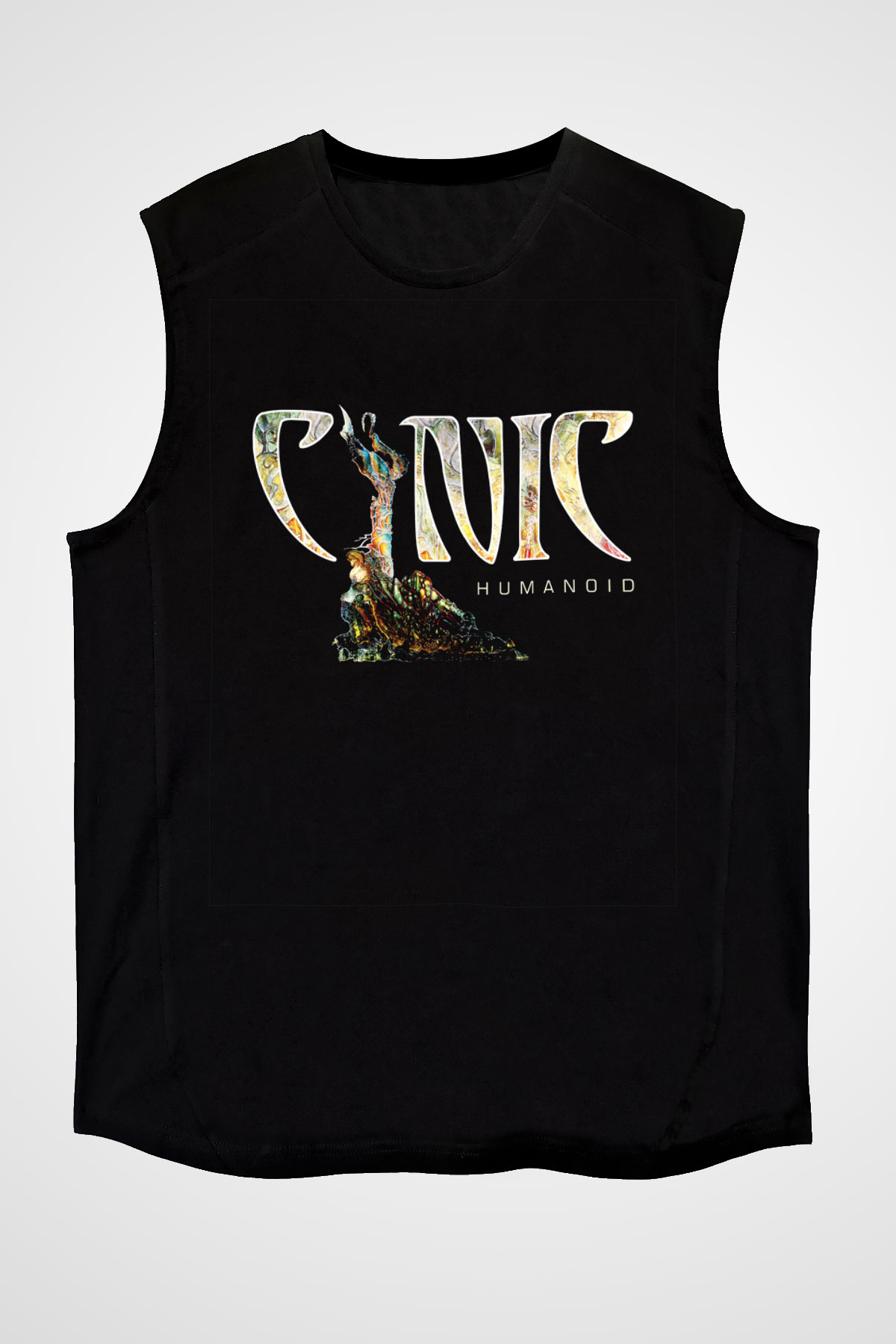 Cynic Baskılı Unisex Siyah Kolsuz Tişört