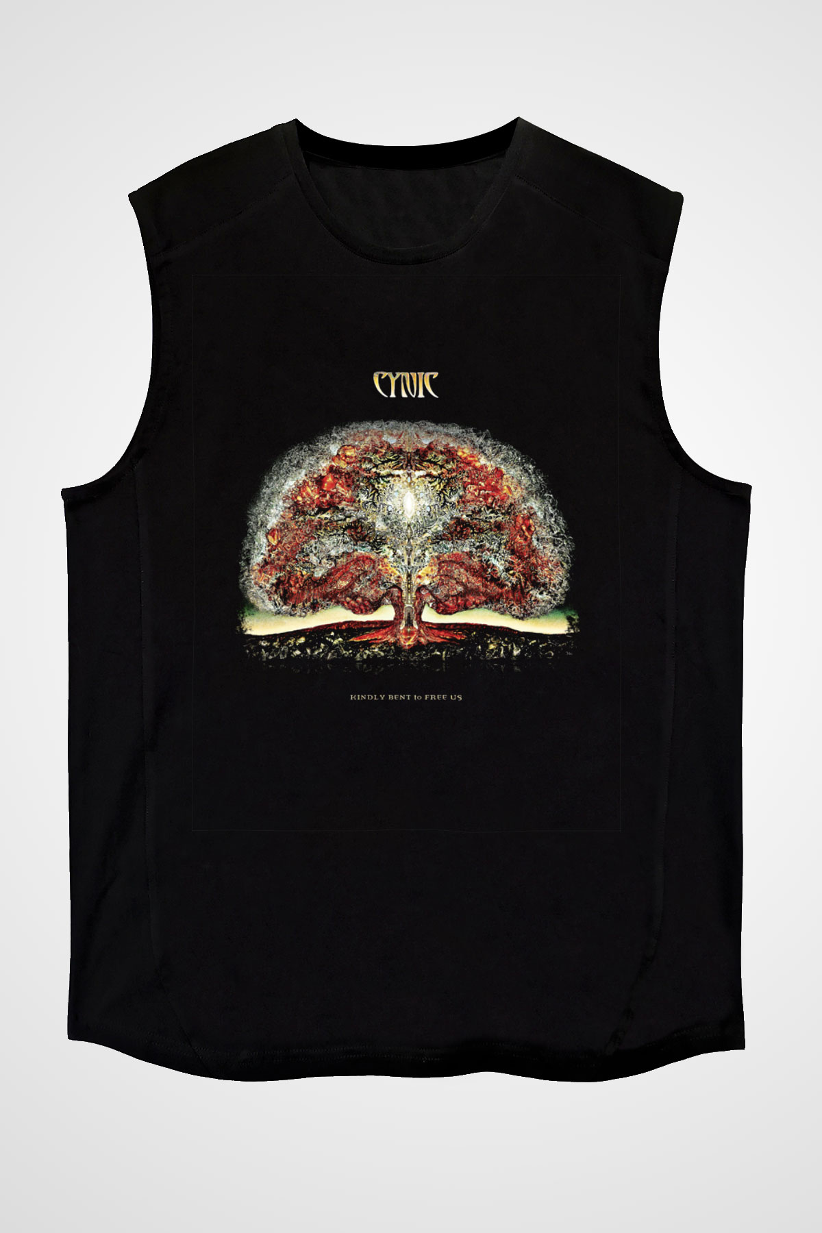 Cynic Baskılı Unisex Siyah Kolsuz Tişört