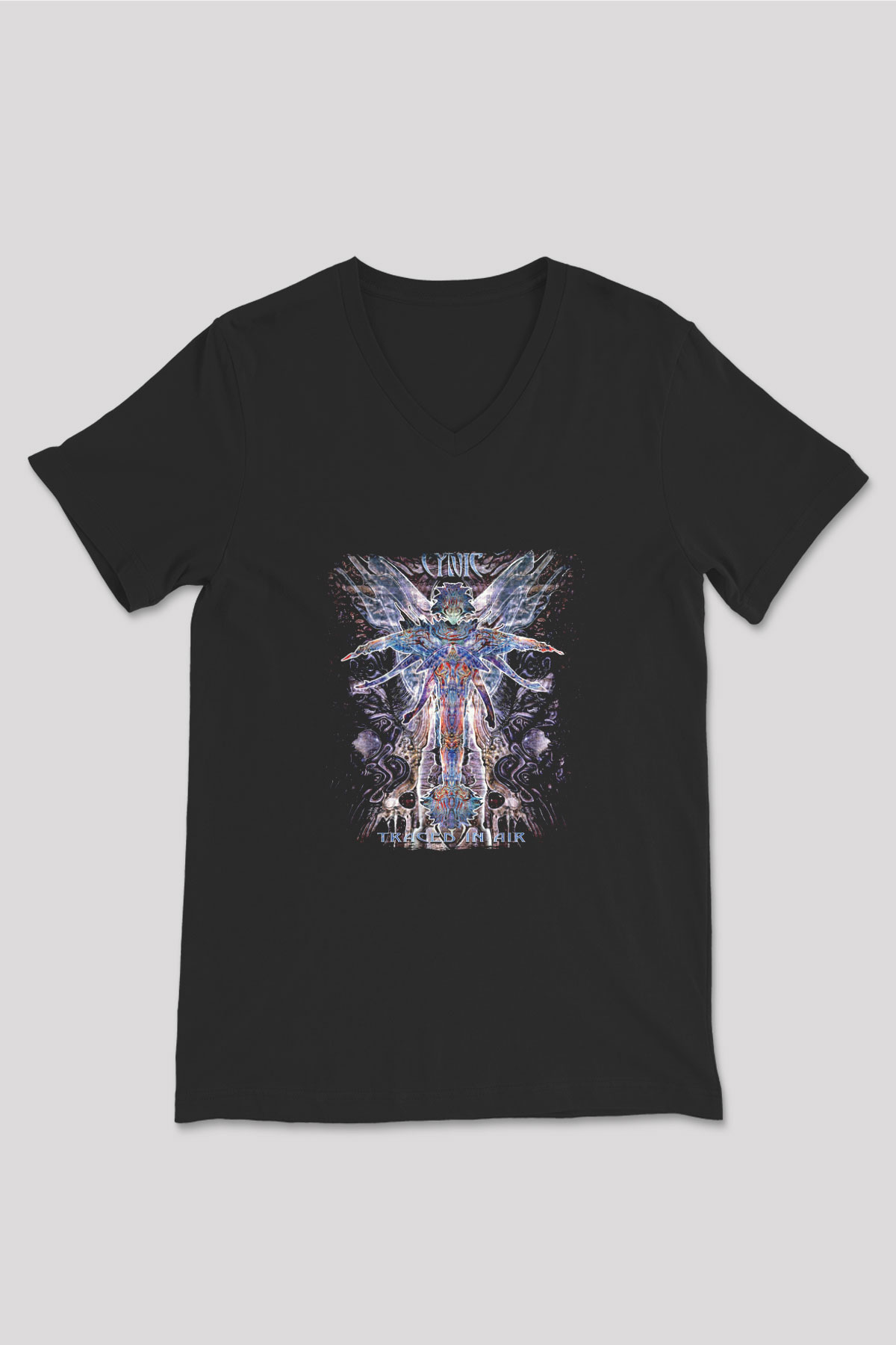 Cynic Baskılı Unisex Siyah V Yaka Tişört
