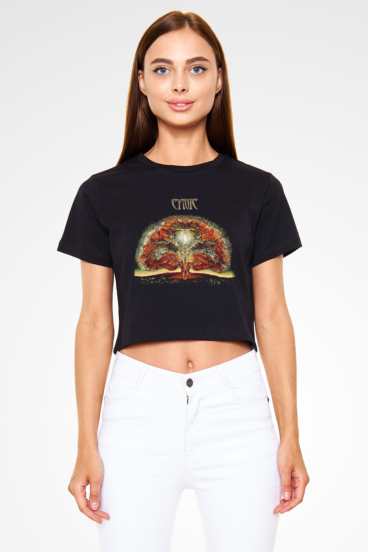 Cynic Siyah Crop Top Tişört