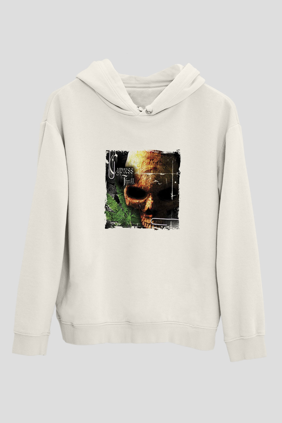 Cypress Hill Baskılı Unisex Beyaz Kapüşonlu Sweatshirt