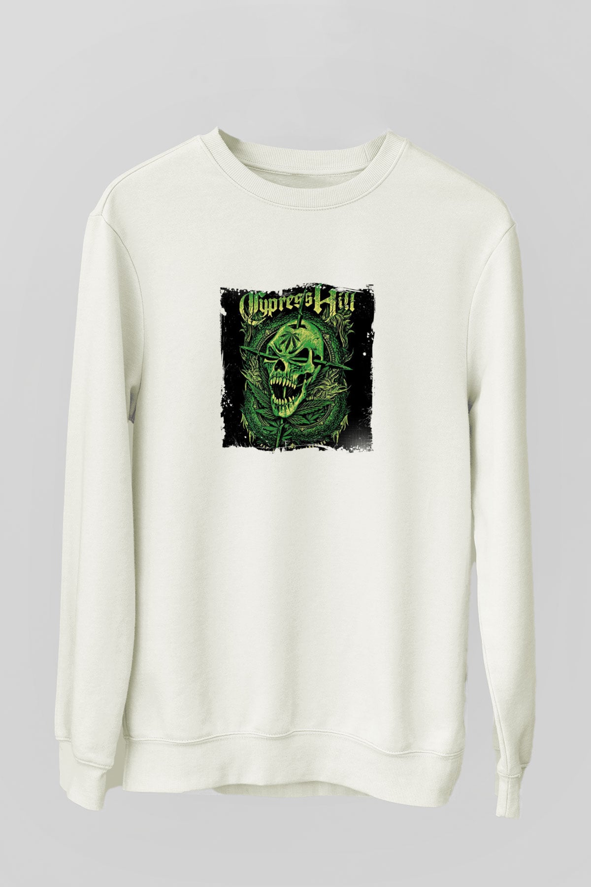 Cypress Hill Baskılı Unisex Beyaz Sweatshirt