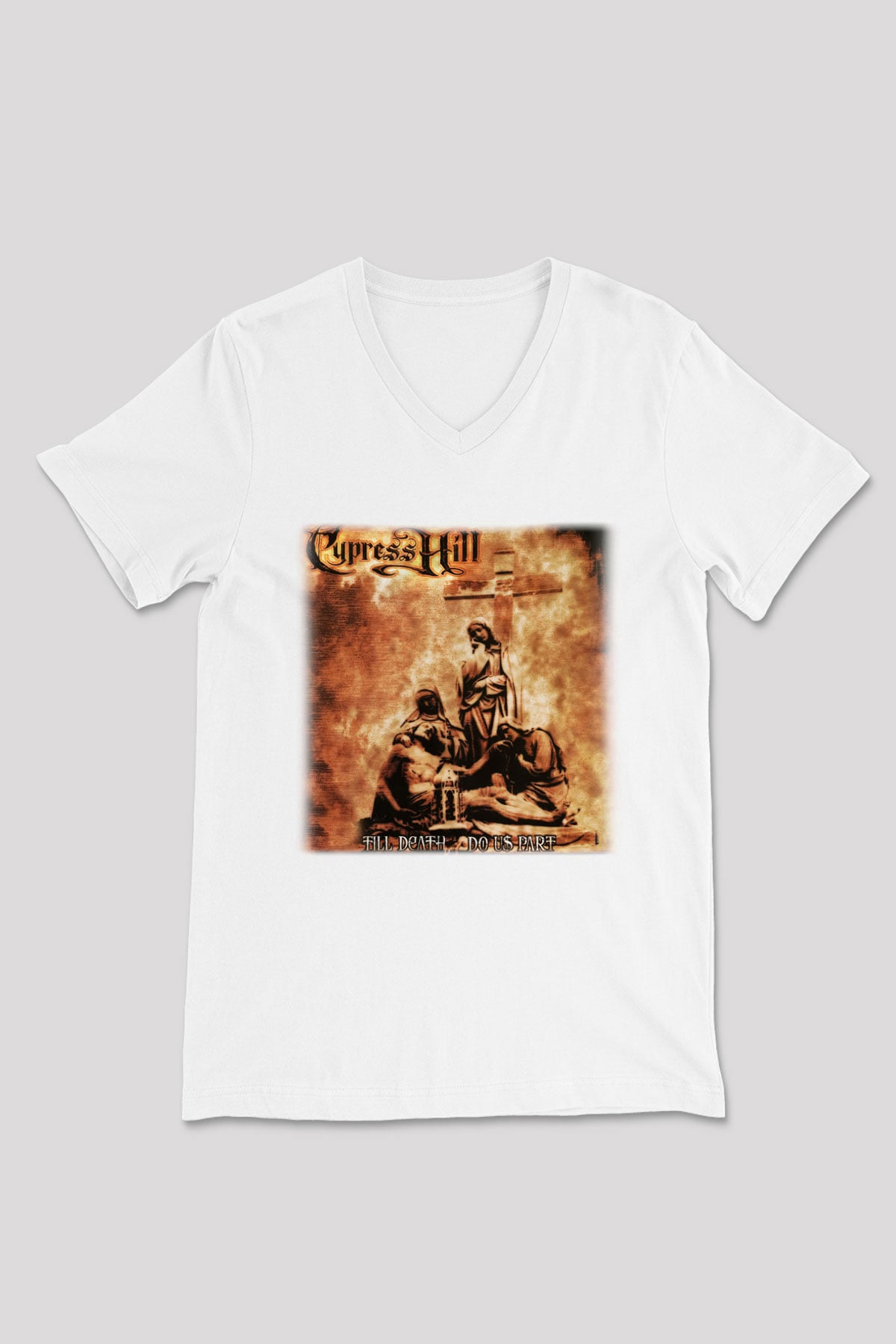 Cypress Hill Beyaz Unisex V Yaka Tişört T-Shirt