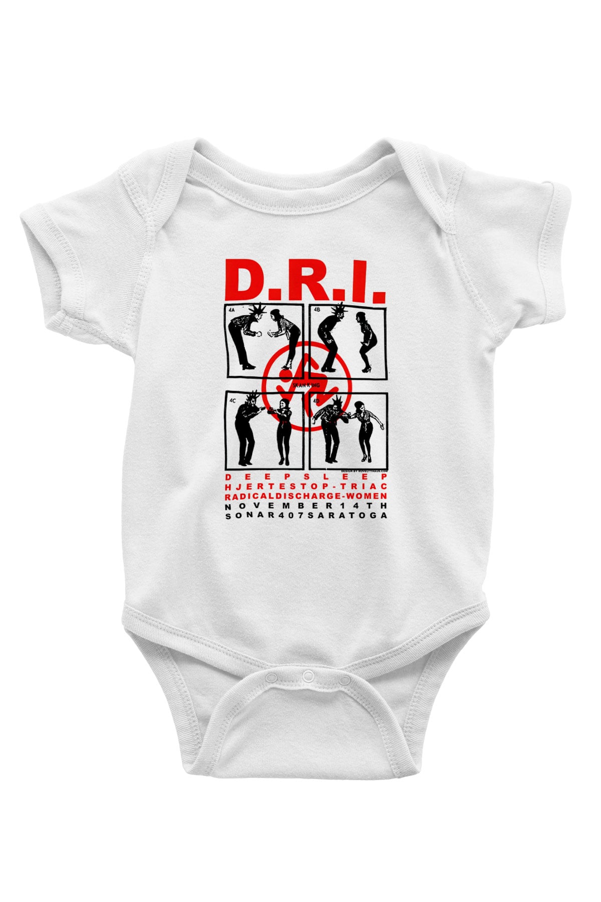 D.R.I Baskılı Beyaz Unisex Bebek Body - Zıbın