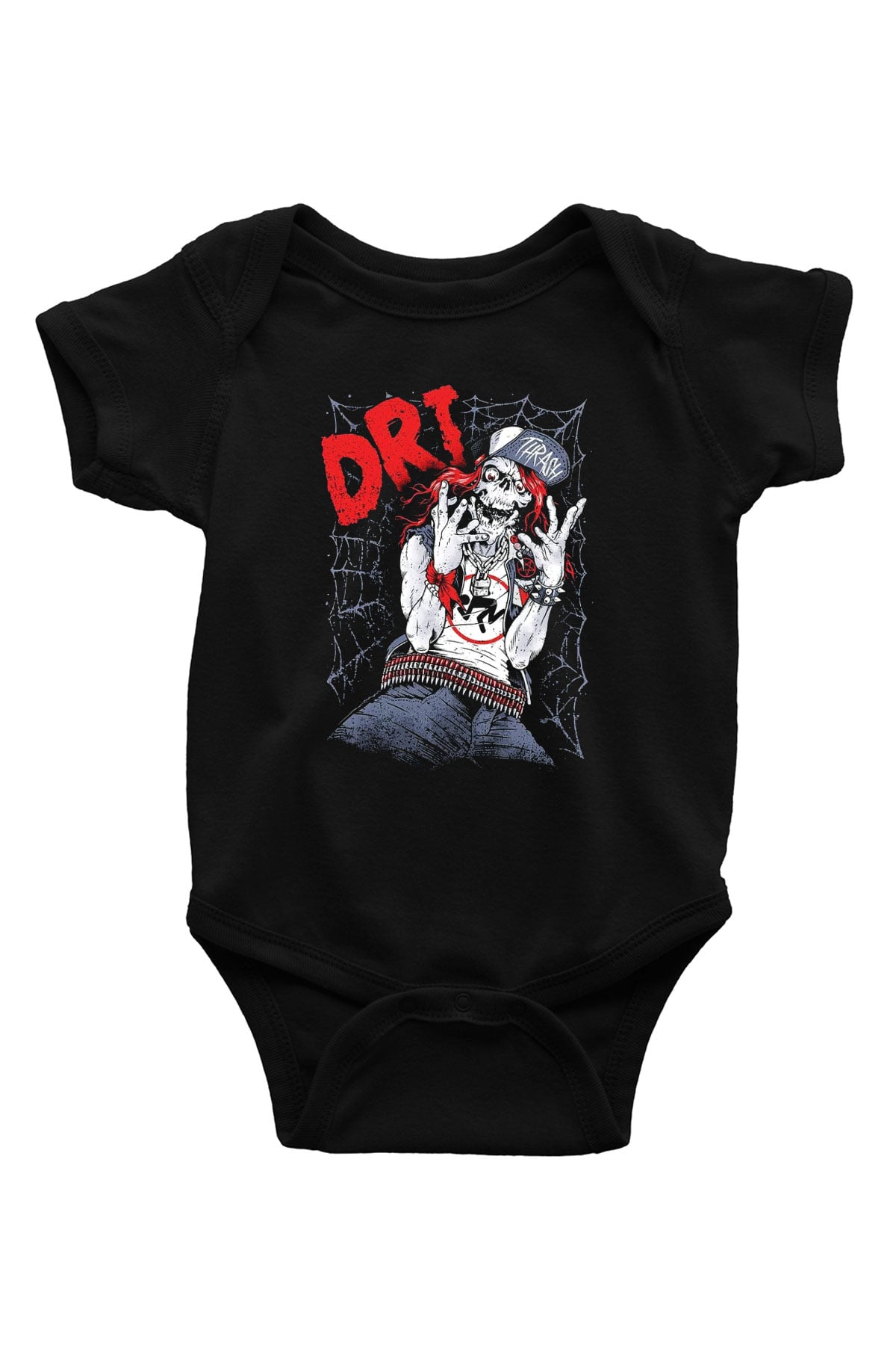 D.R.I Baskılı Siyah Bebek Body - Zıbın