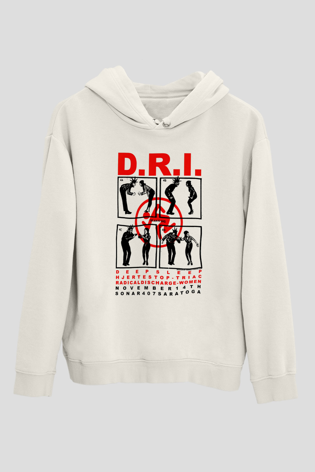 D.R.I Beyaz Unisex Kapşonlu Sweatshirt