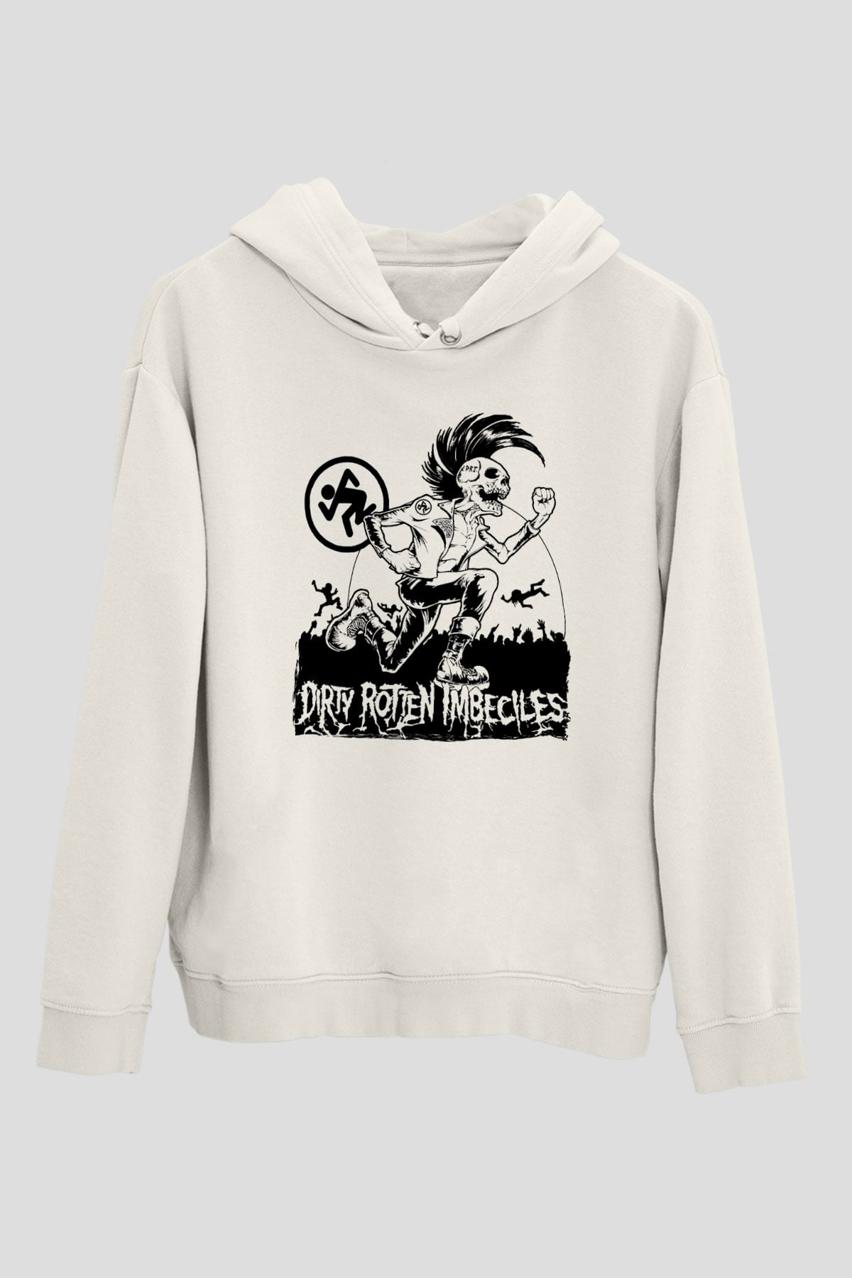 D.R.I Beyaz Unisex Kapüşonlu Sweatshirt