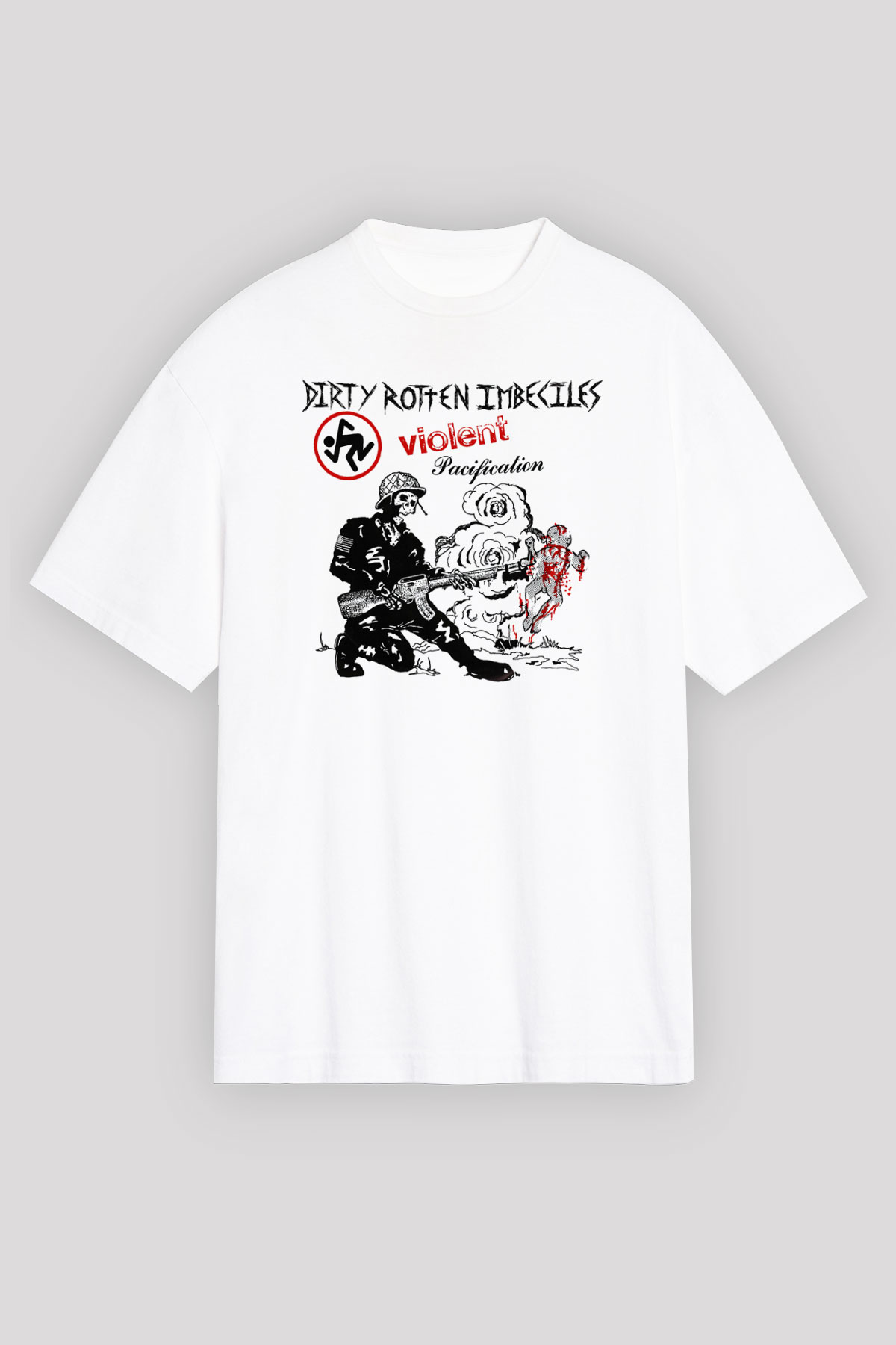 D.R.I Beyaz Unisex Oversize Tişört T-Shirt